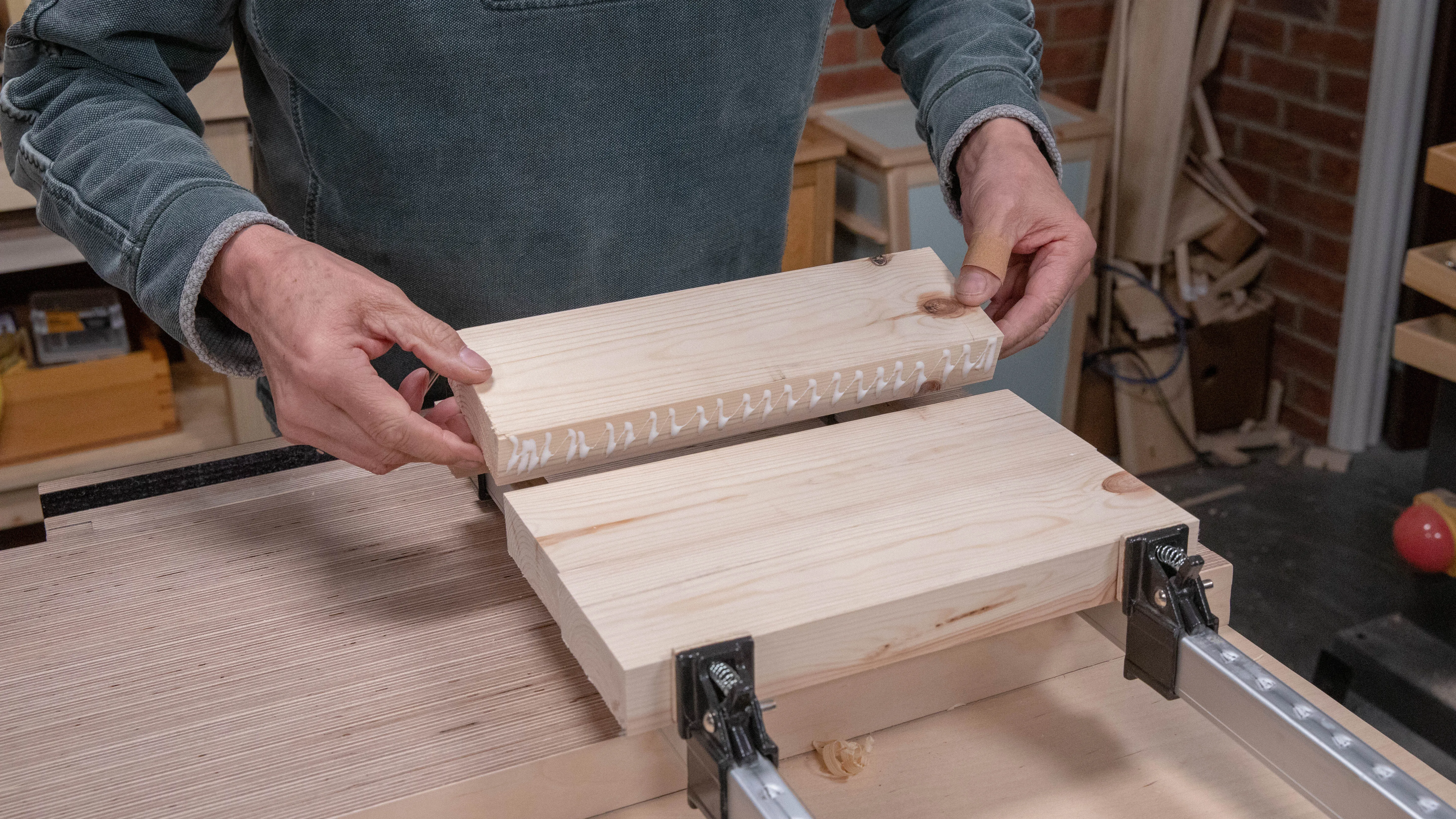 Bring adjacent parts together and rub along the length back and forth to spread the glue evenly