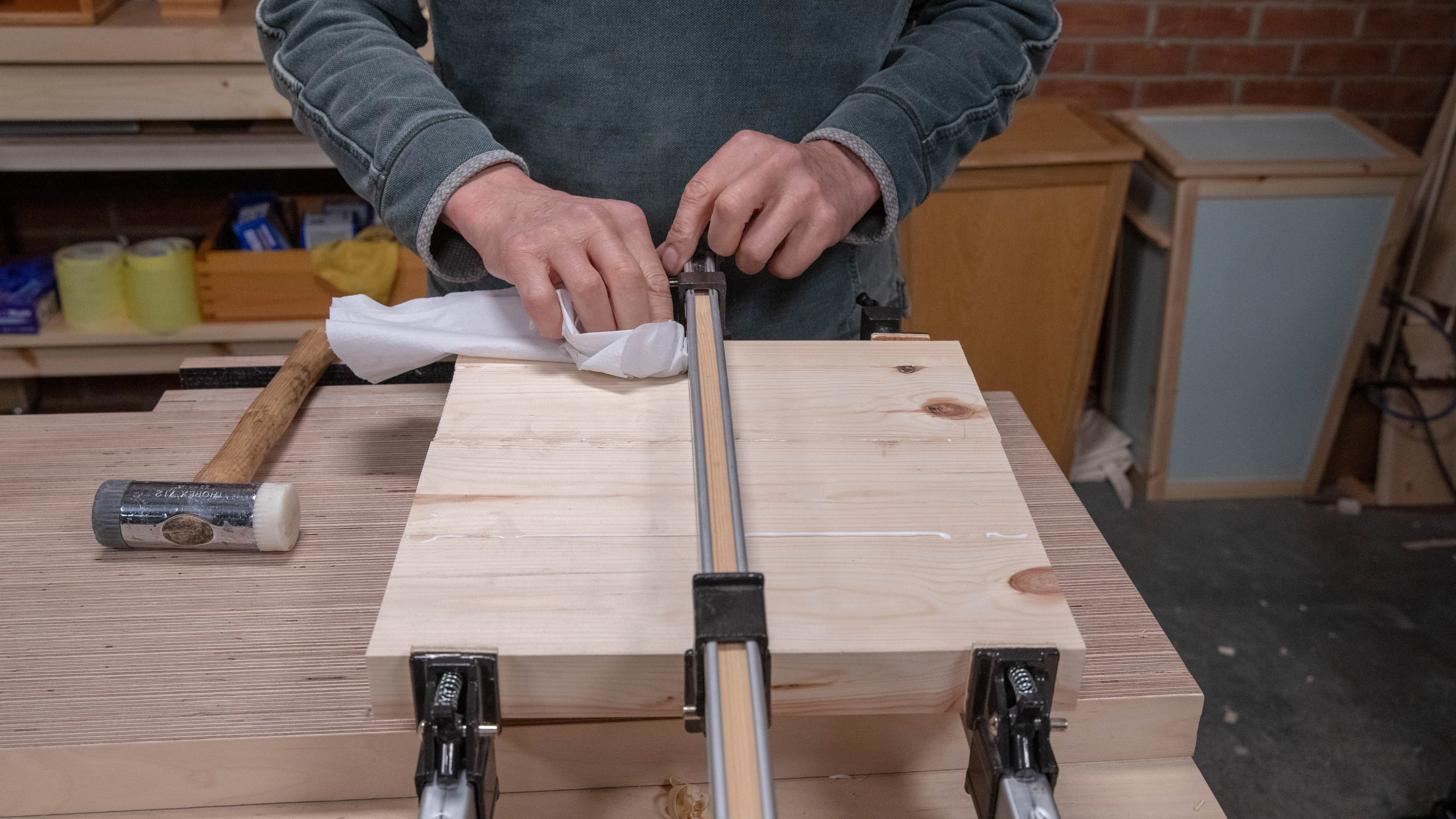 Wipe off any excess glue with dry paper towel