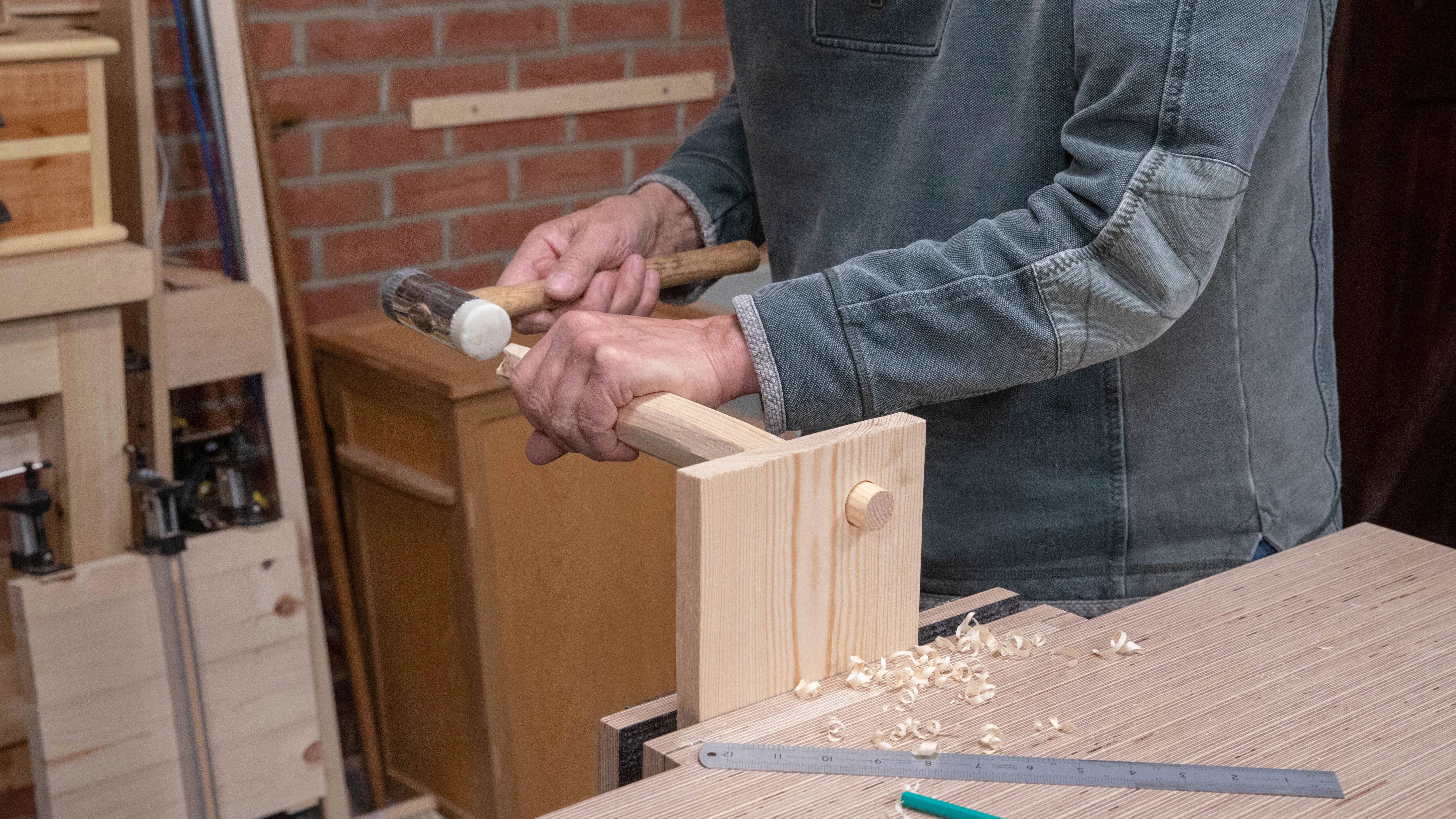 Use a chisel hammer to check your progress - remember wood compresses