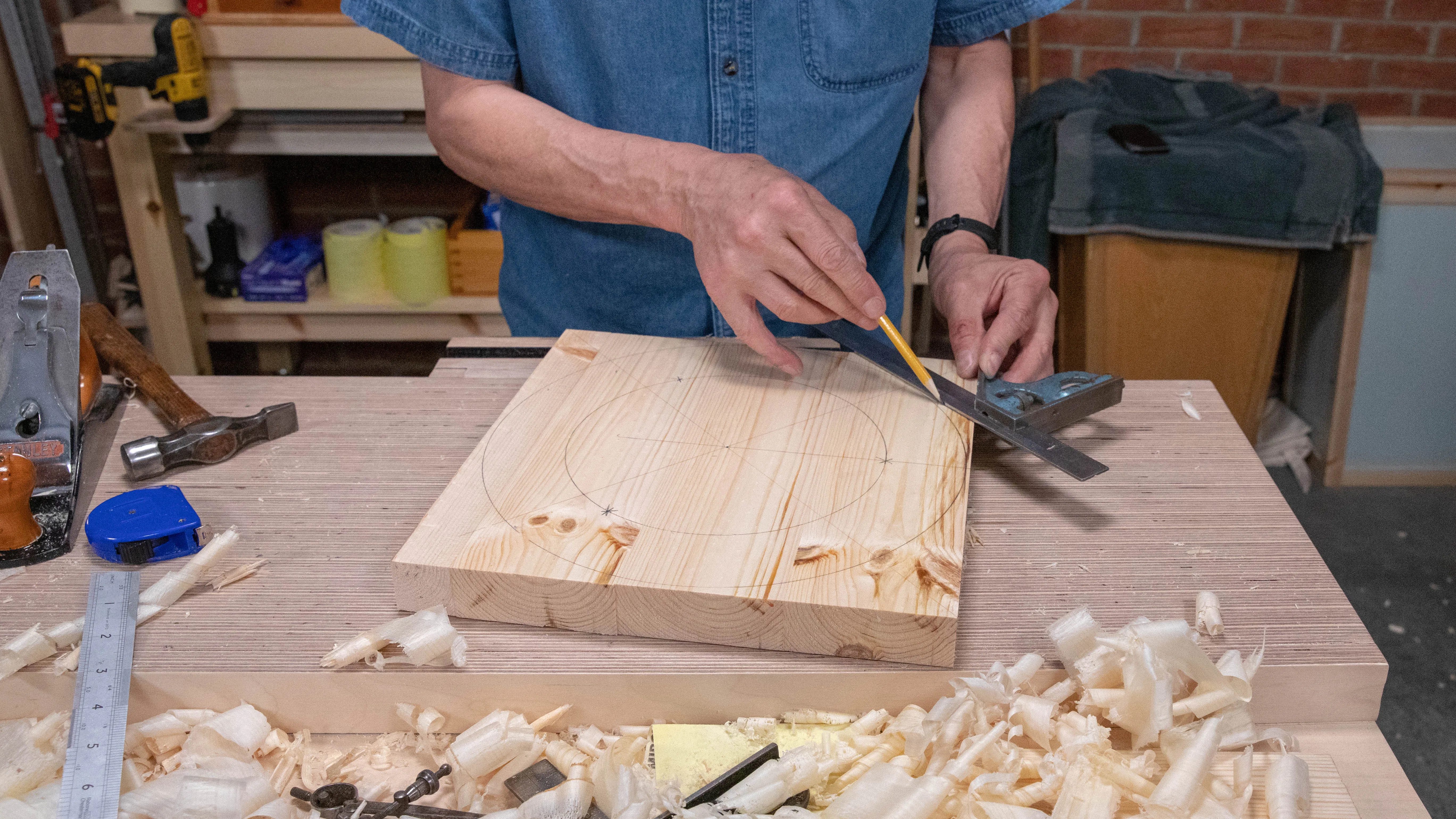 Mark the four corners to take off with a square