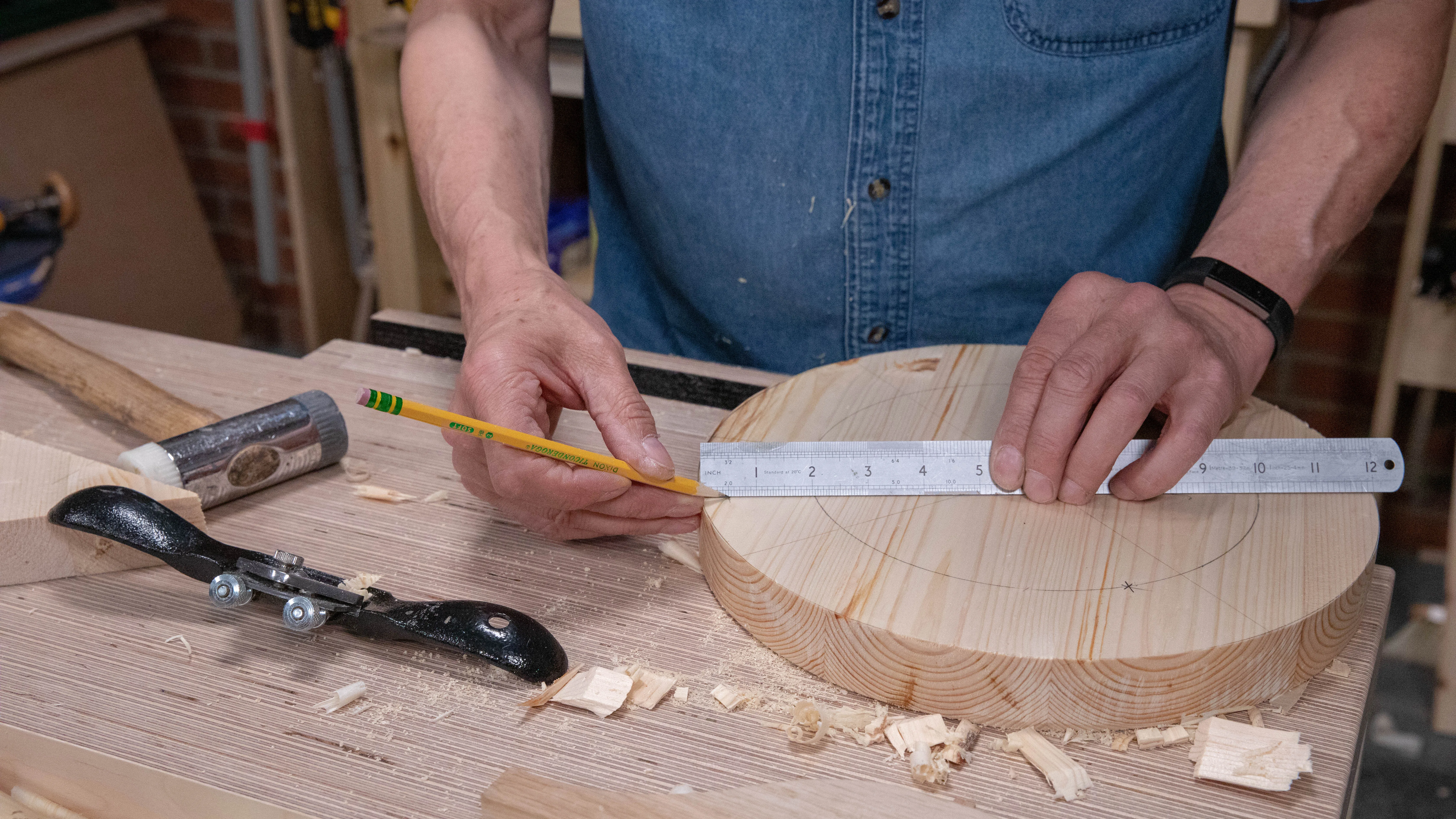 Make a mark 1/2" (13mm) from the outside