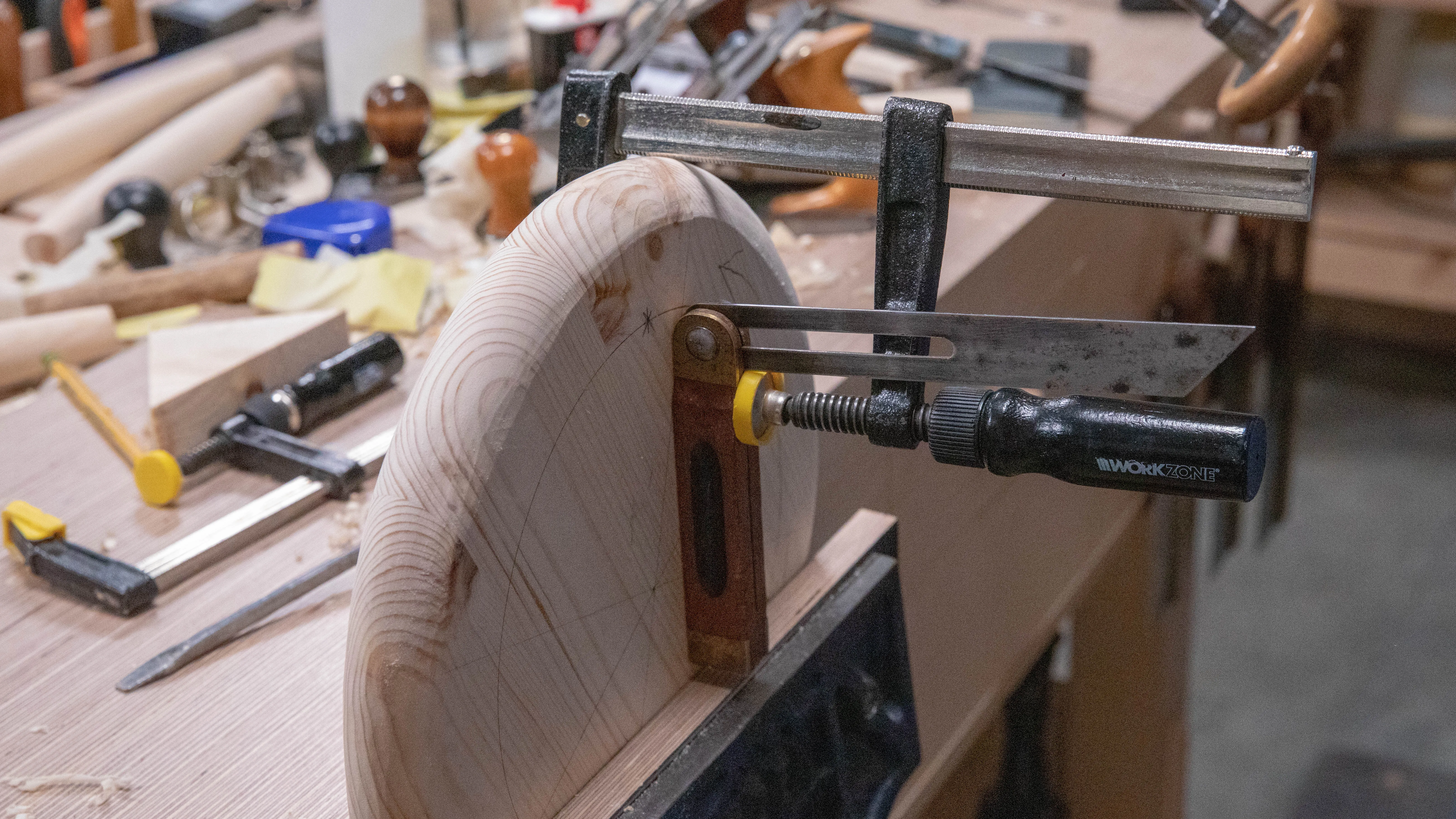 Clamp the sliding bevel to your seat to guide you as you bore