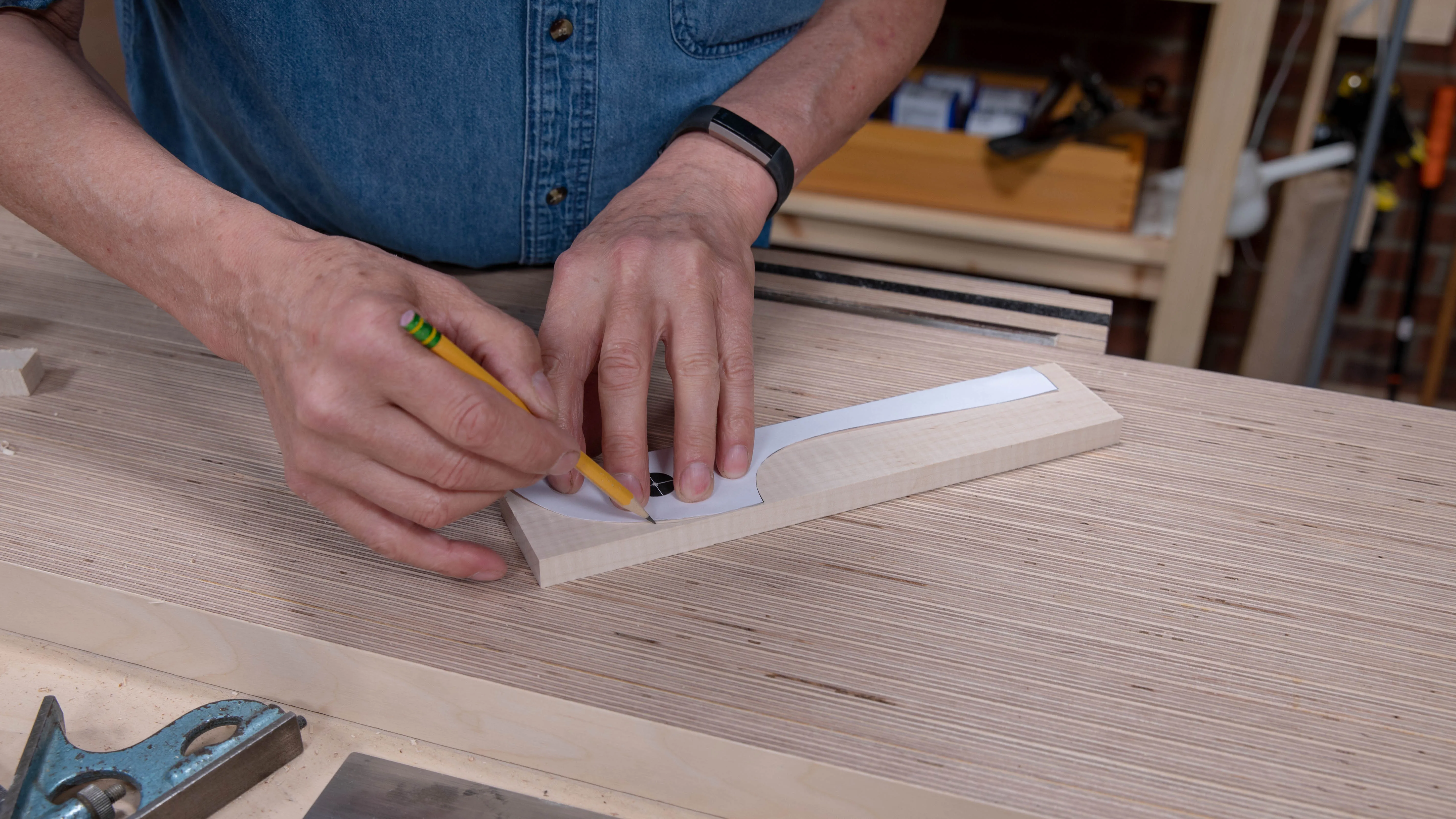 Trace around the template with a sharp, pointed pencil