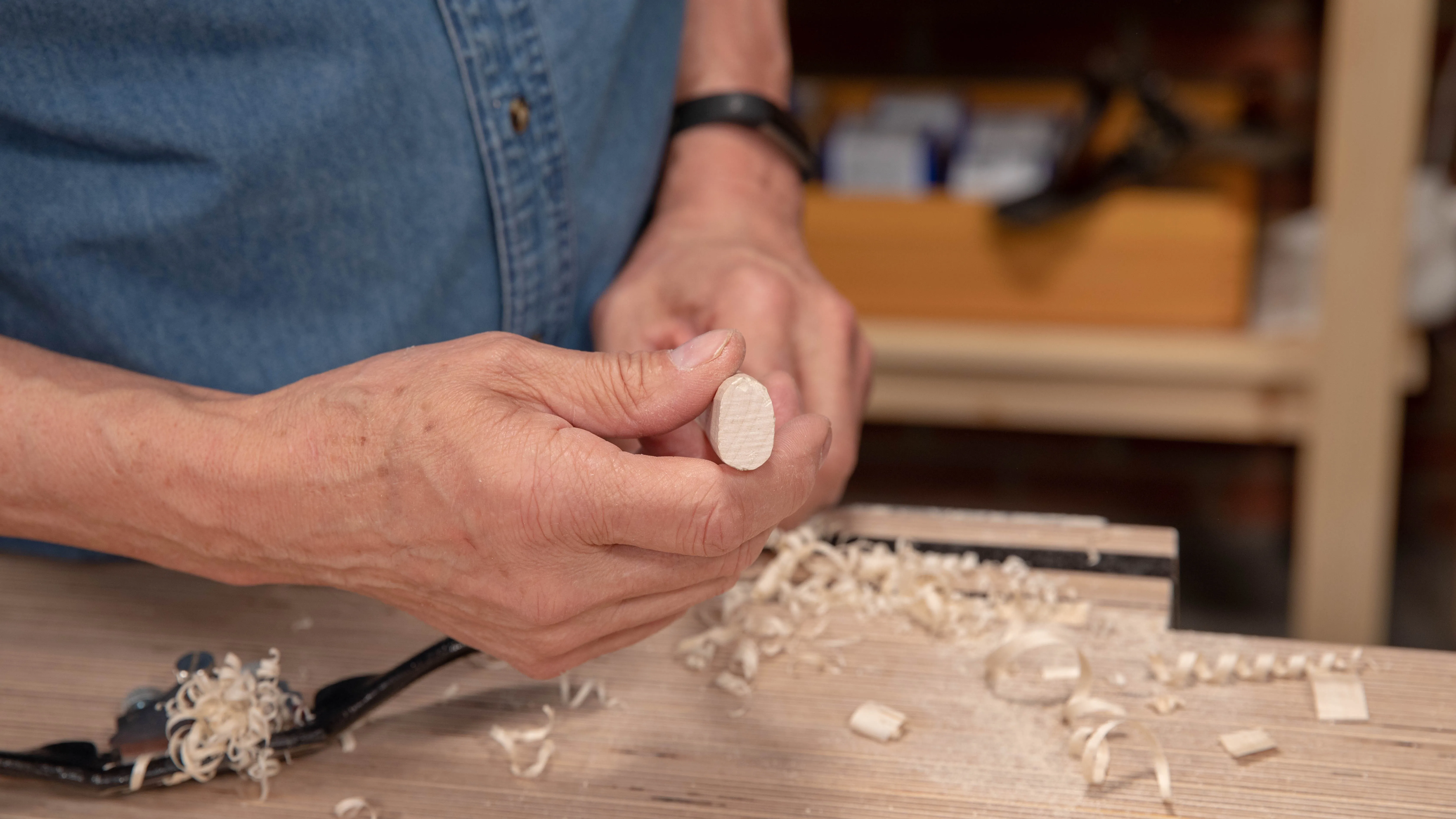 Continue working all around until the handle has an even, oval shape