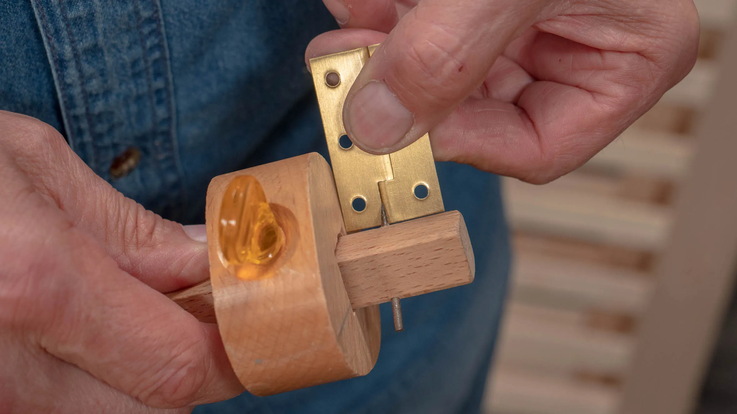Set the pins to the width of the hinge flap