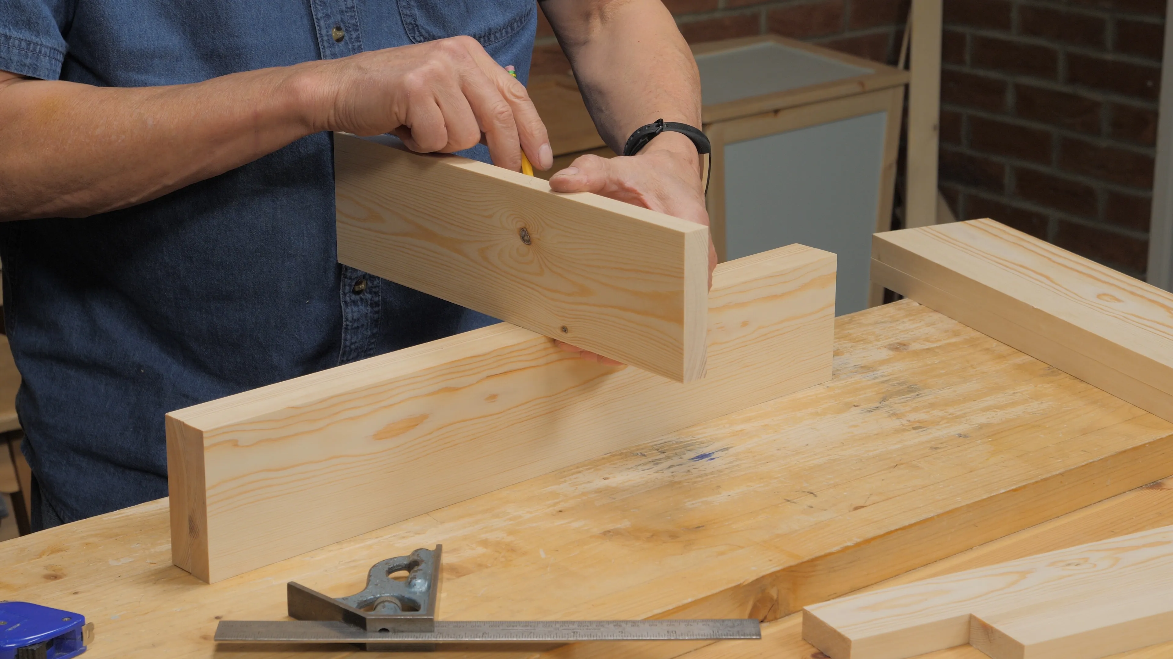 Bring in the shelf piece again to mark the position of the other wall