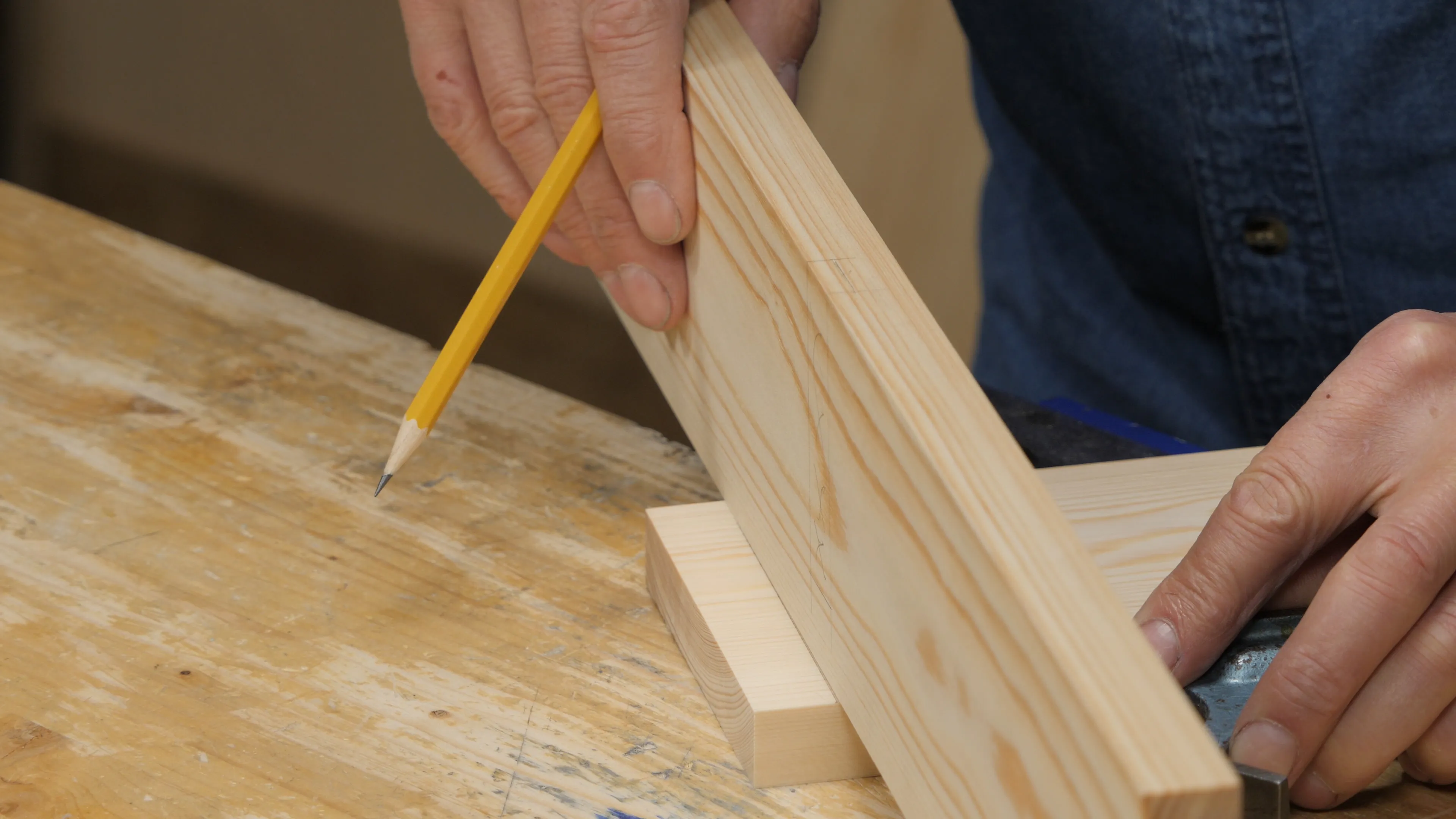 Use the side piece again to mark the width of the recess