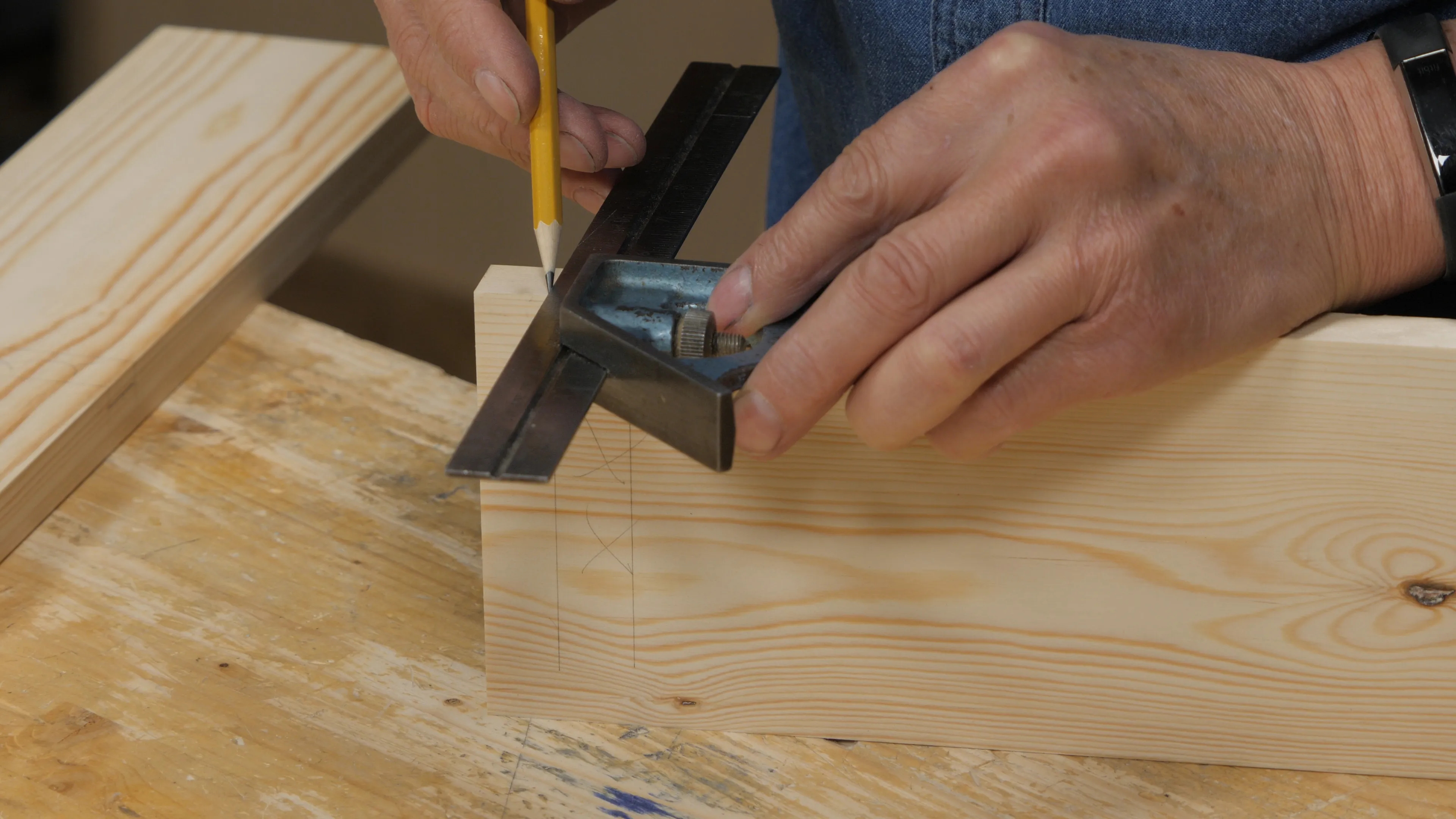 Square these lines part way down the back edge