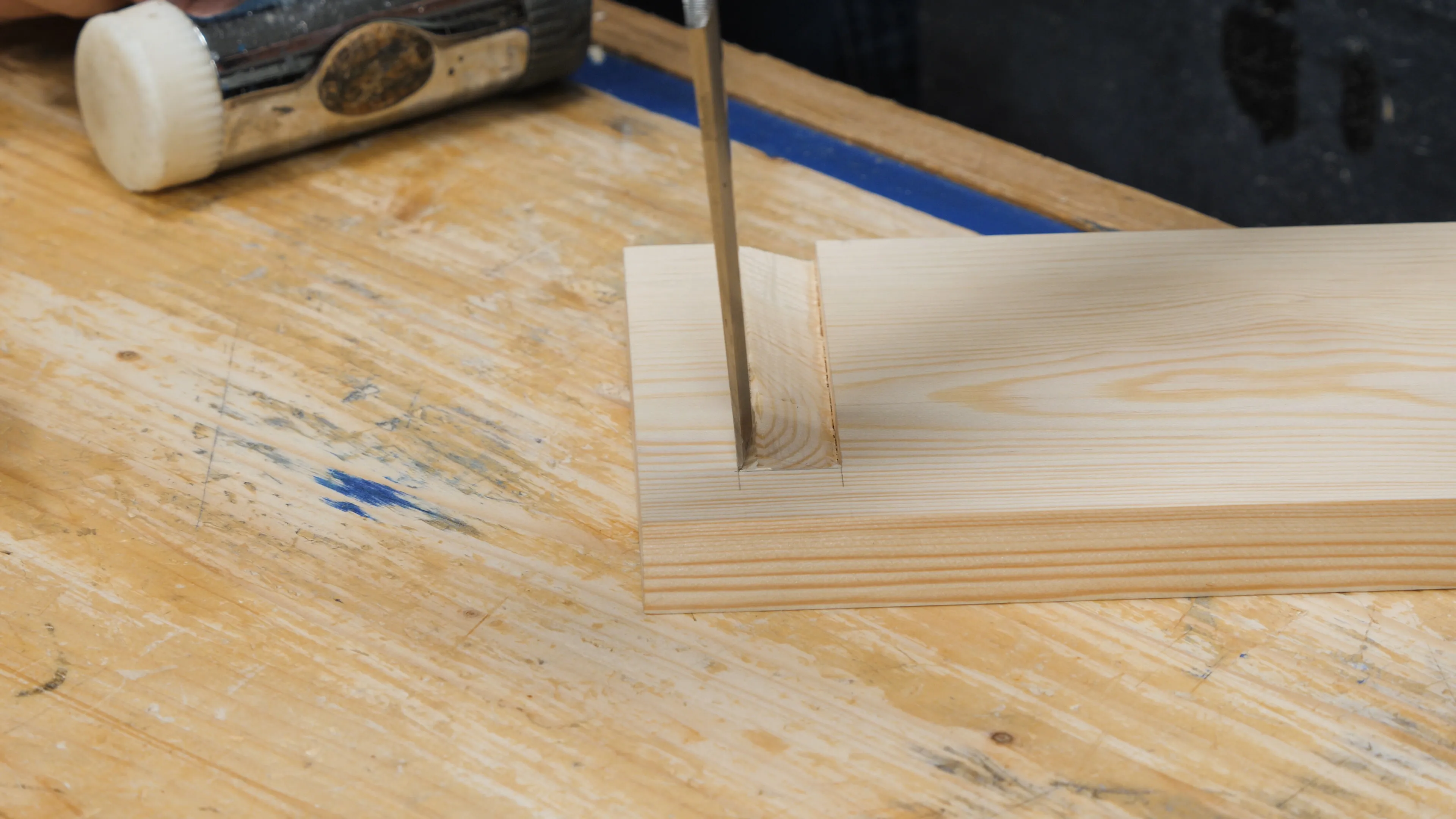 Chop the wall down to depth in the same way