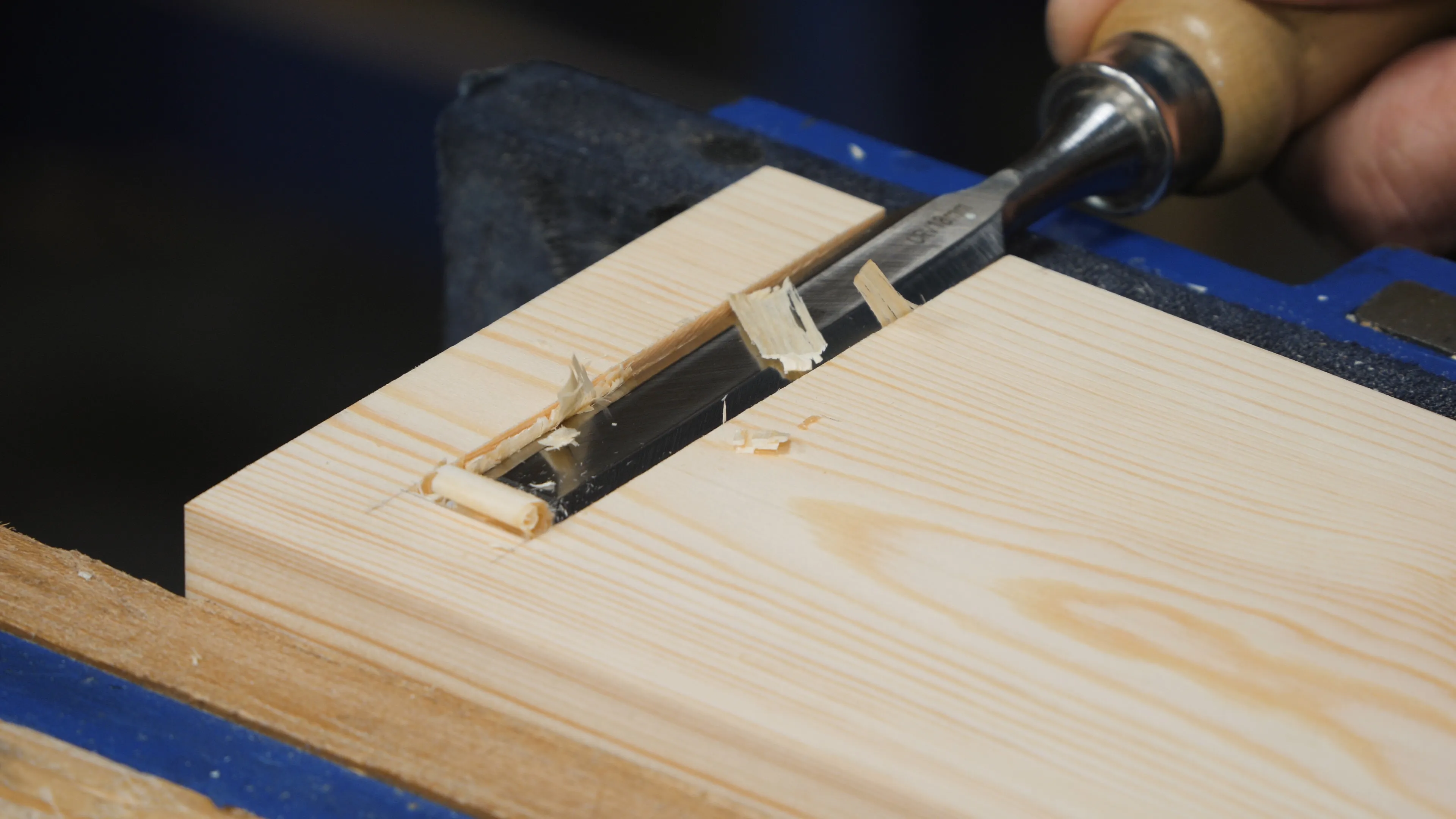 Work along the recess checking that you don't go too deep