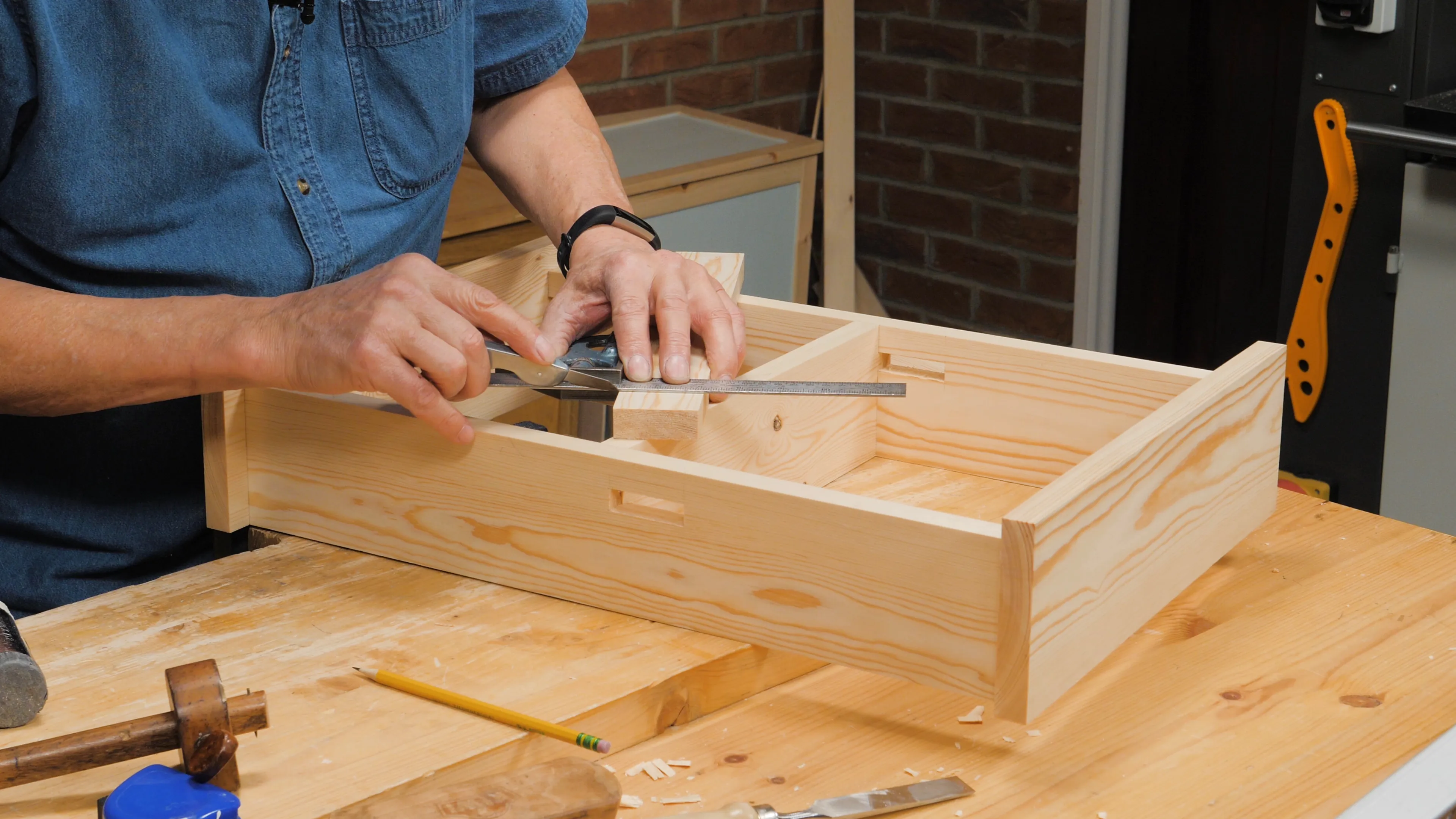 Square a knifewall across the front face and adjacent edges