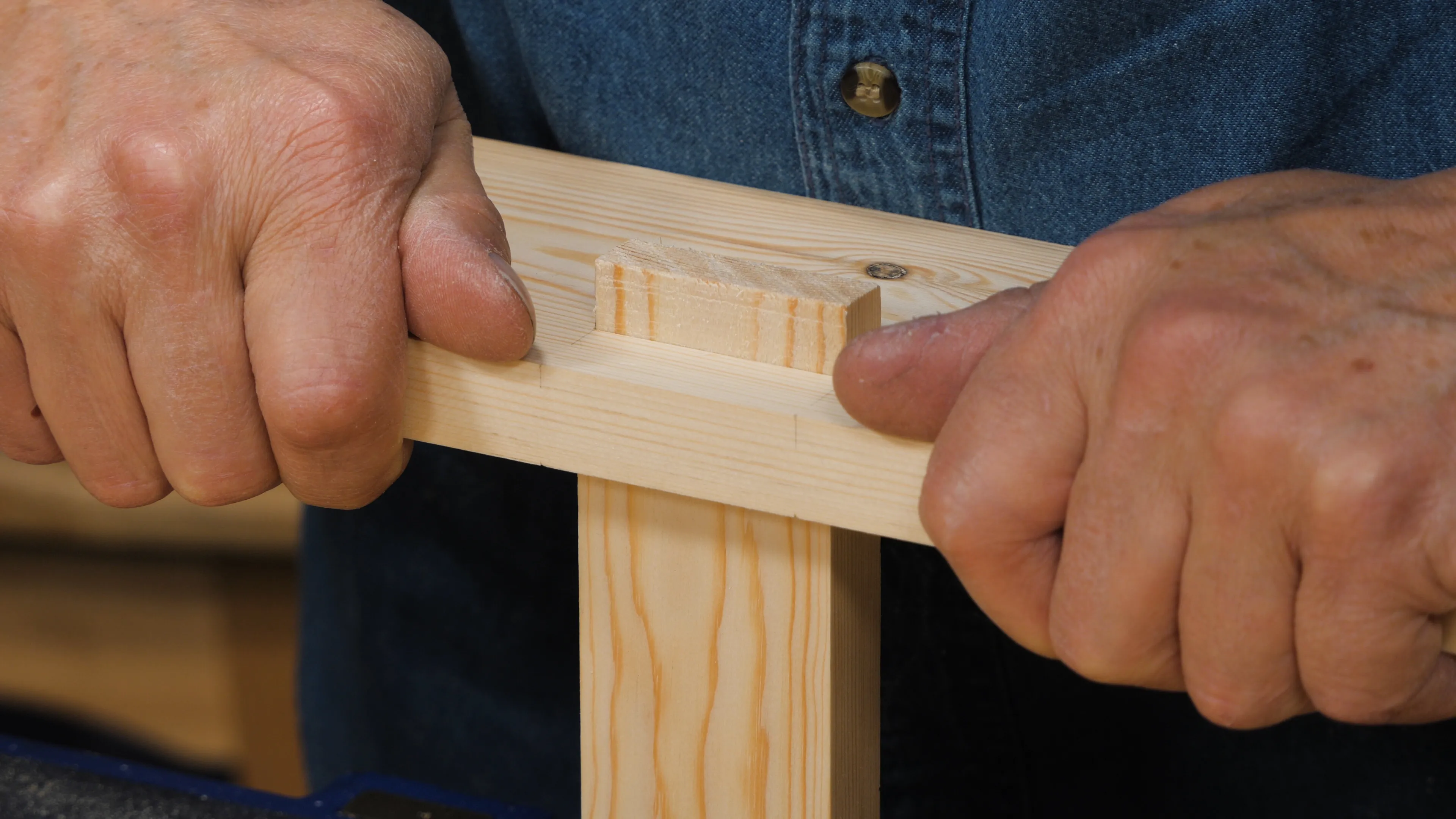 The rims around the protruding tenon should be clean and crisp