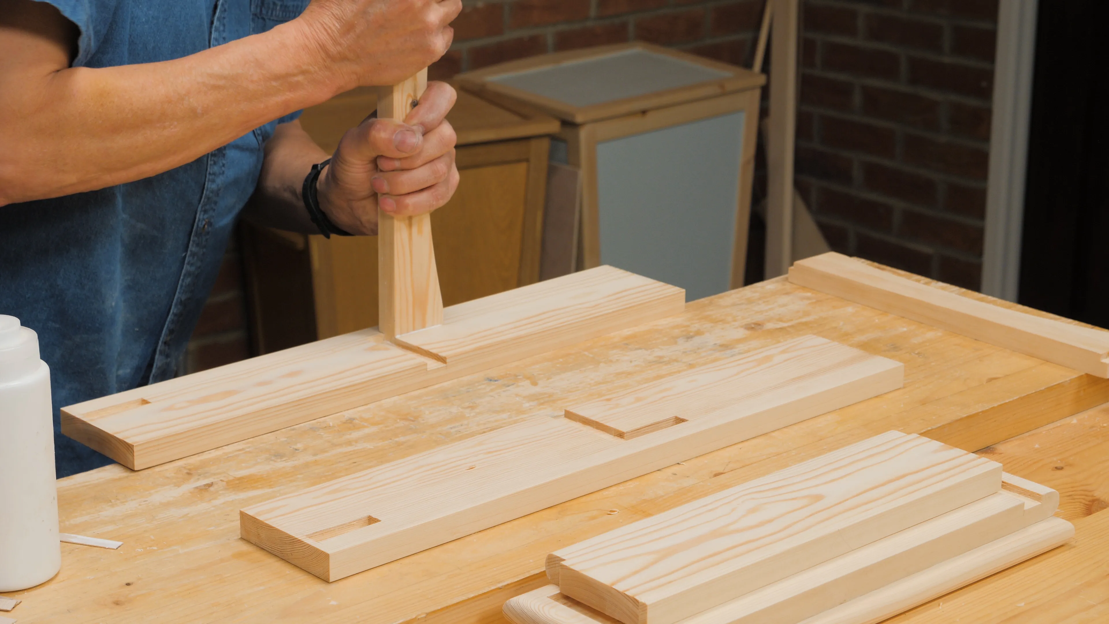 Use the vise open so the protruding tenon isn't held up
