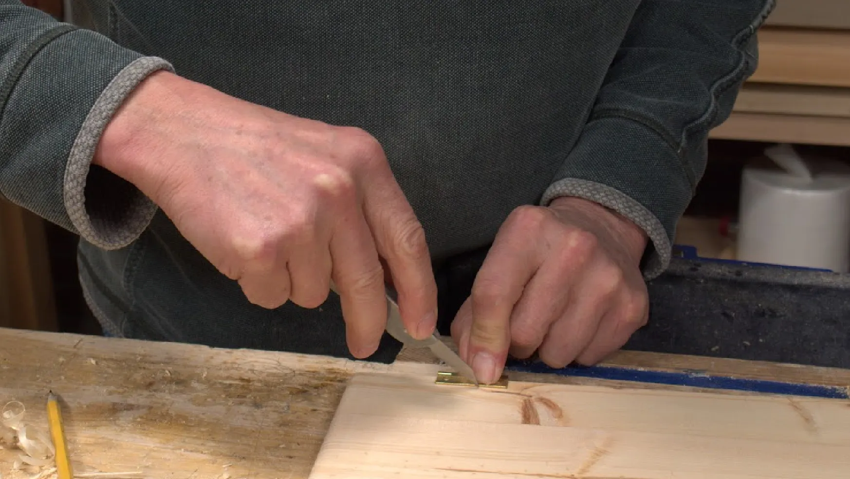 Carefully mark the long, front wall of your recess