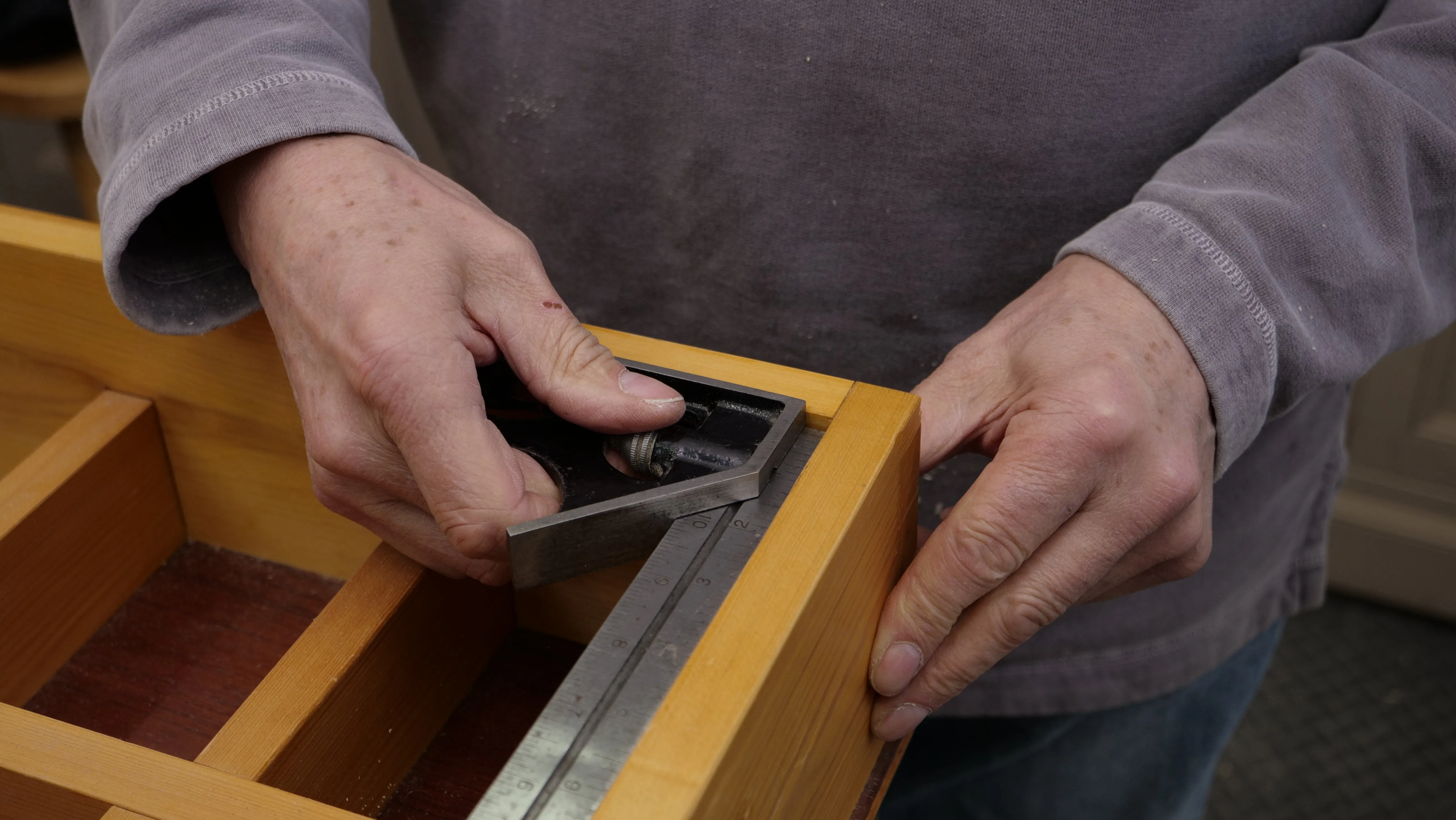 This can be done to check the joint has gone together square