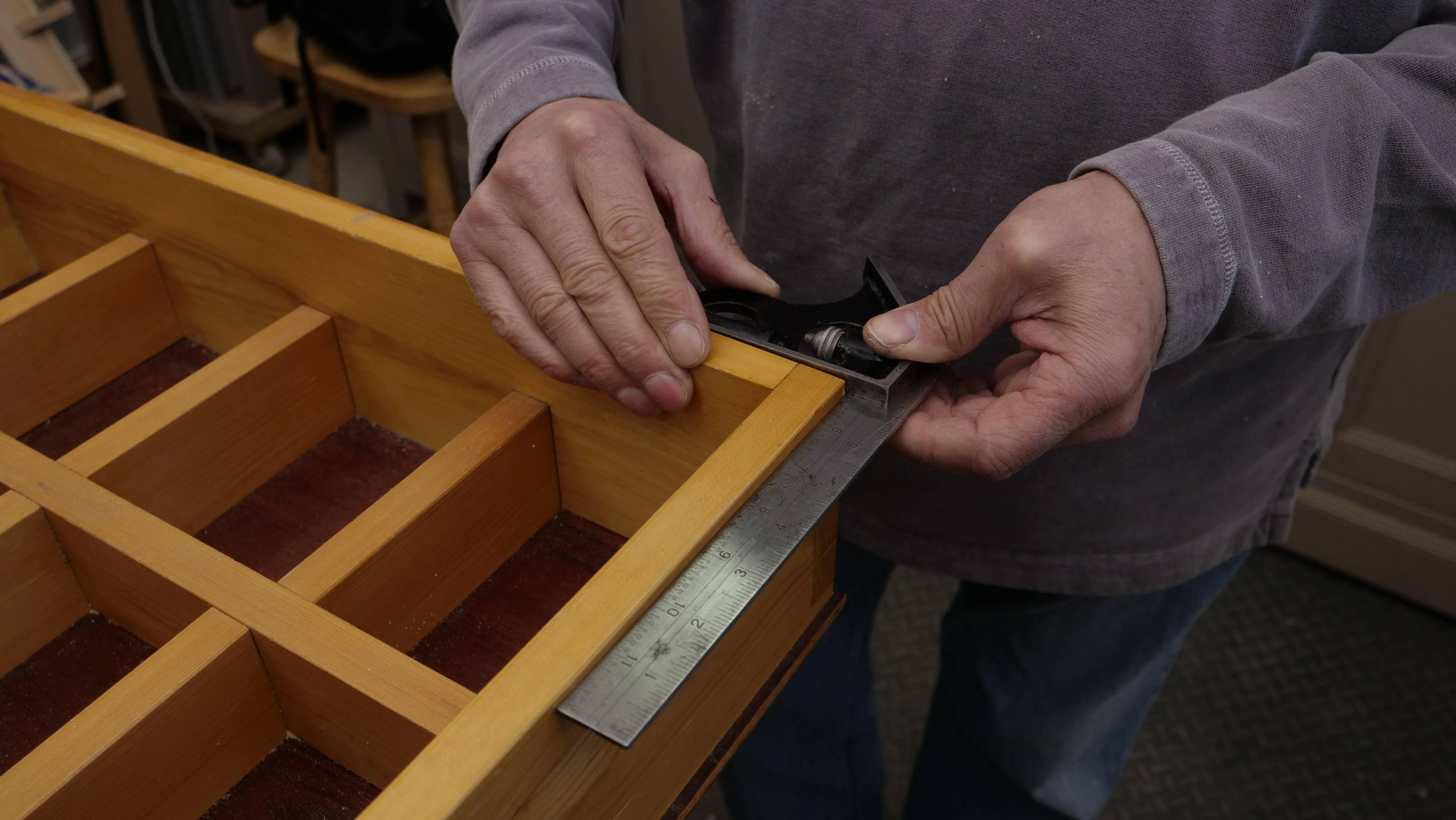 This can be done to check the joint has gone together square