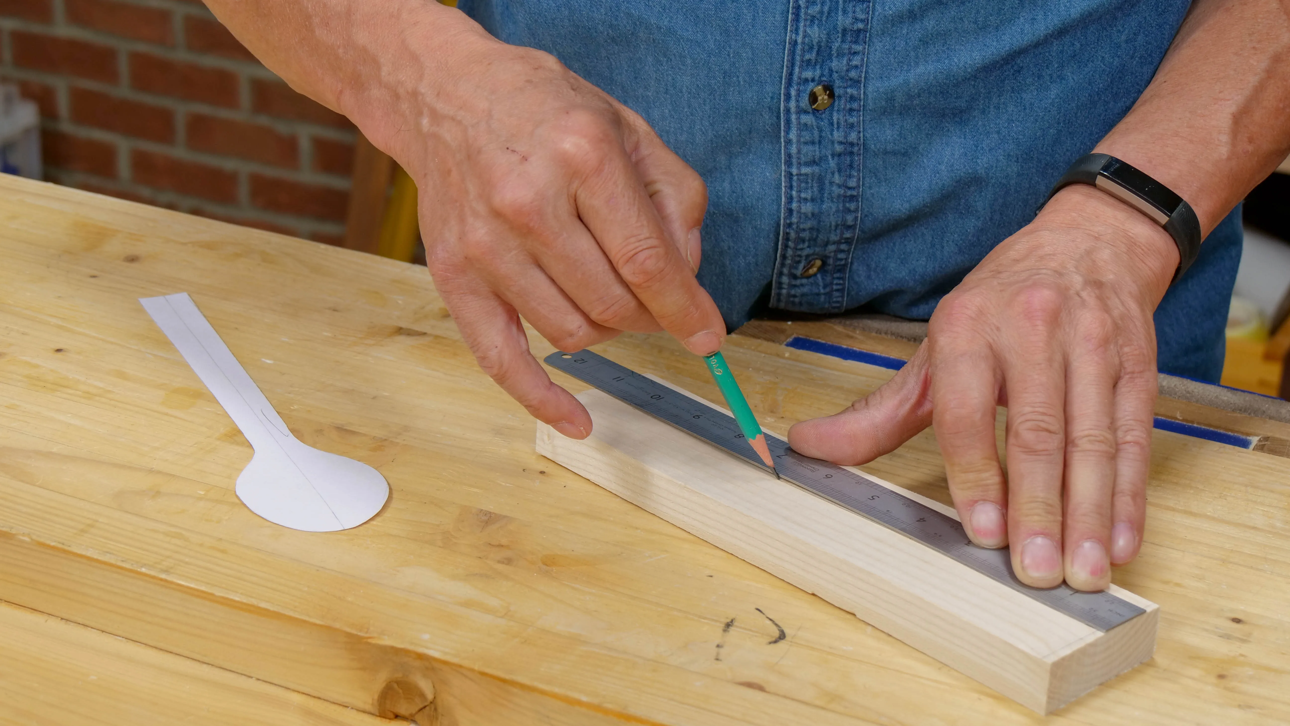 Draw a pencil line down the centre of your blank