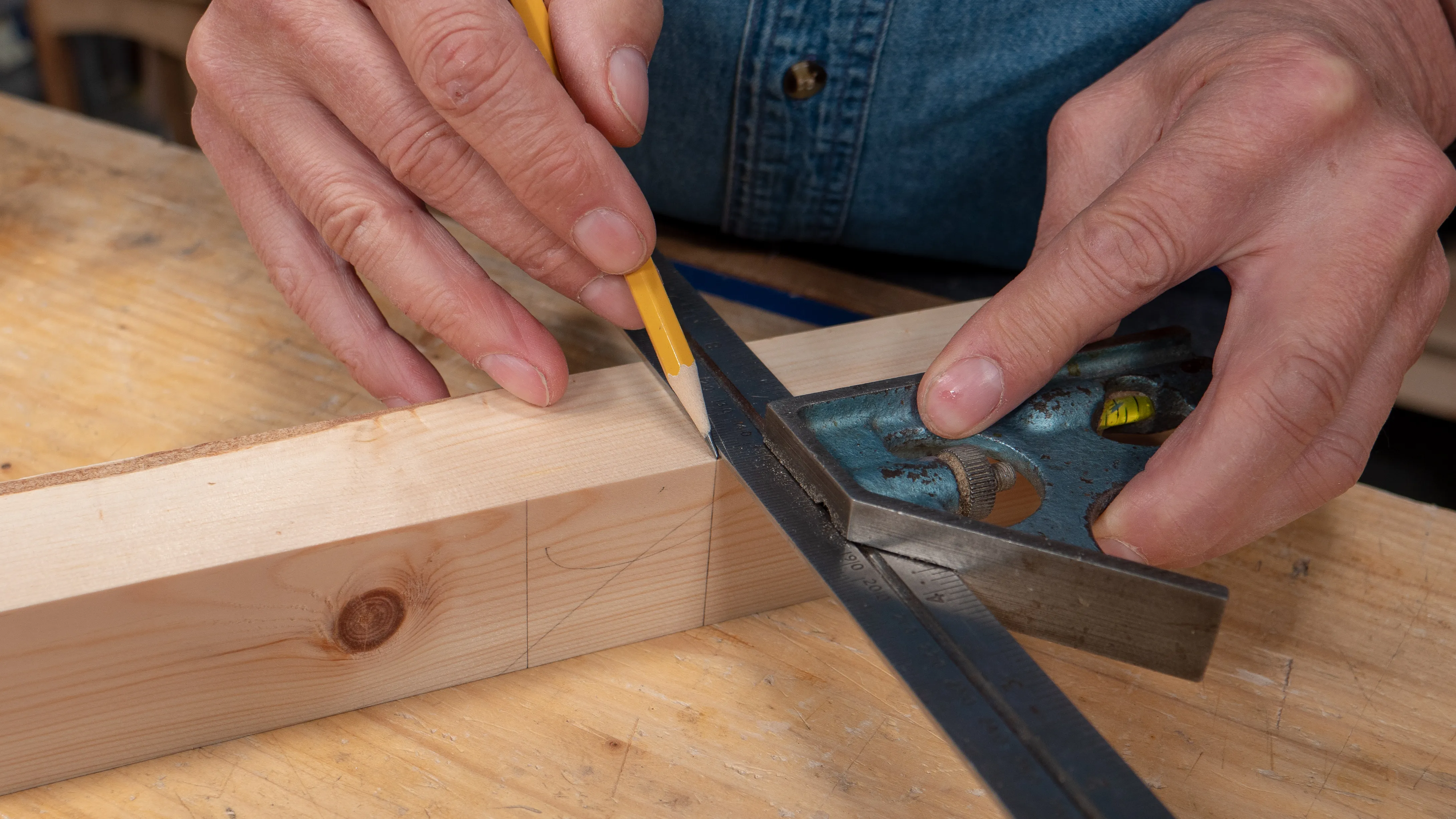 Remember your square should always register against a marked face or edge