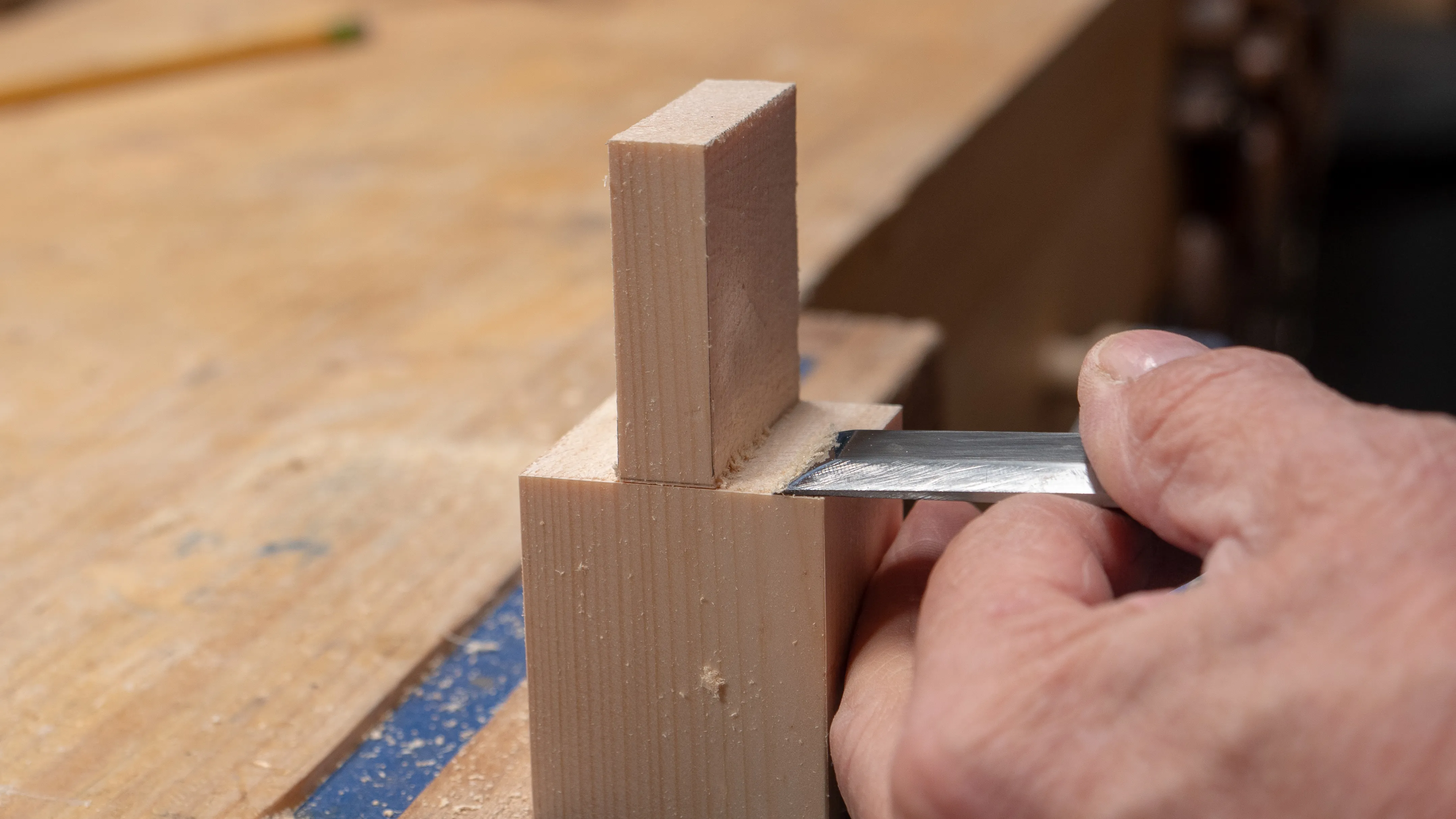 Clean up the shoulders with a sharp chise