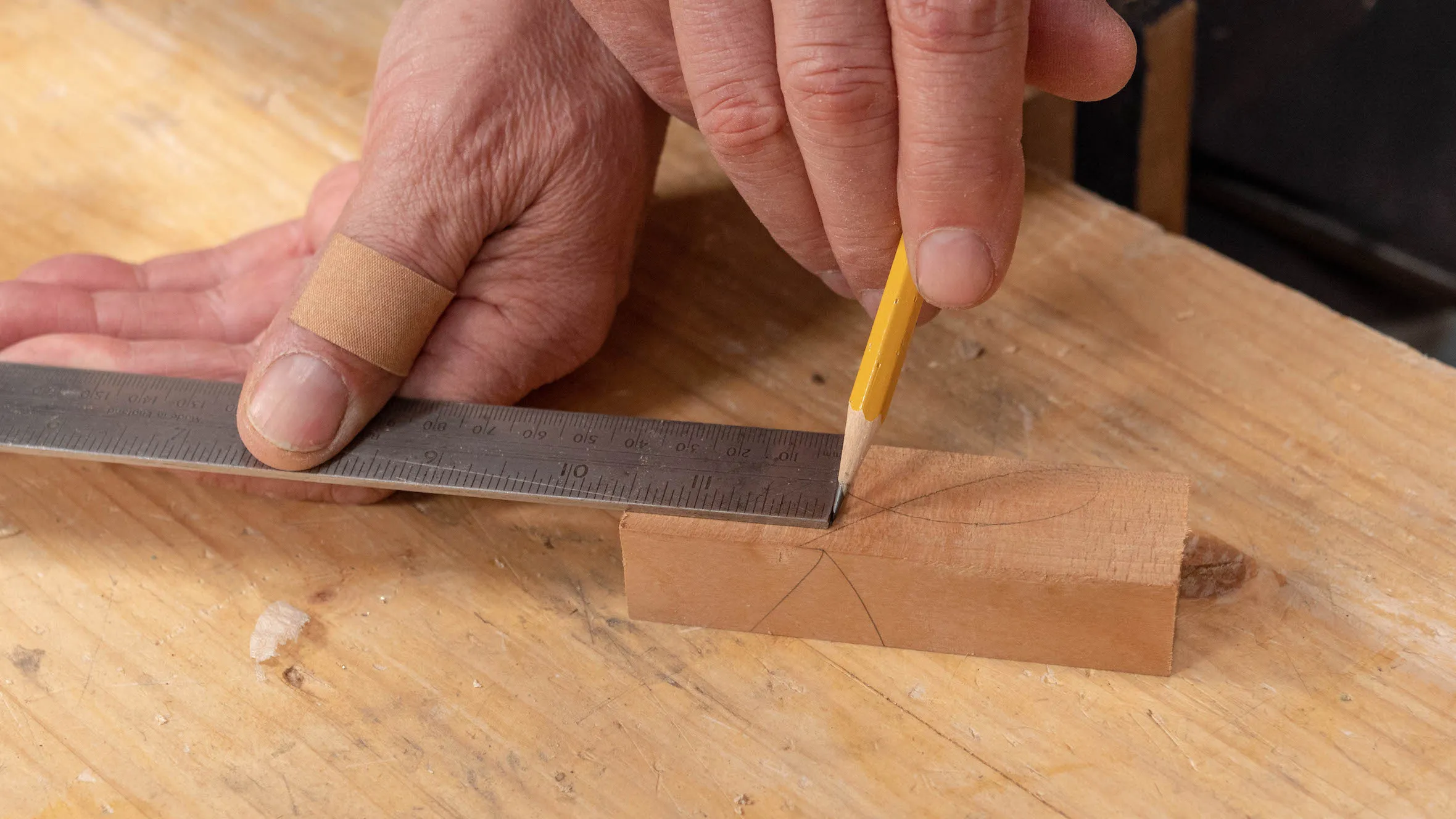 Mark 1 ½” (38mm) from one end