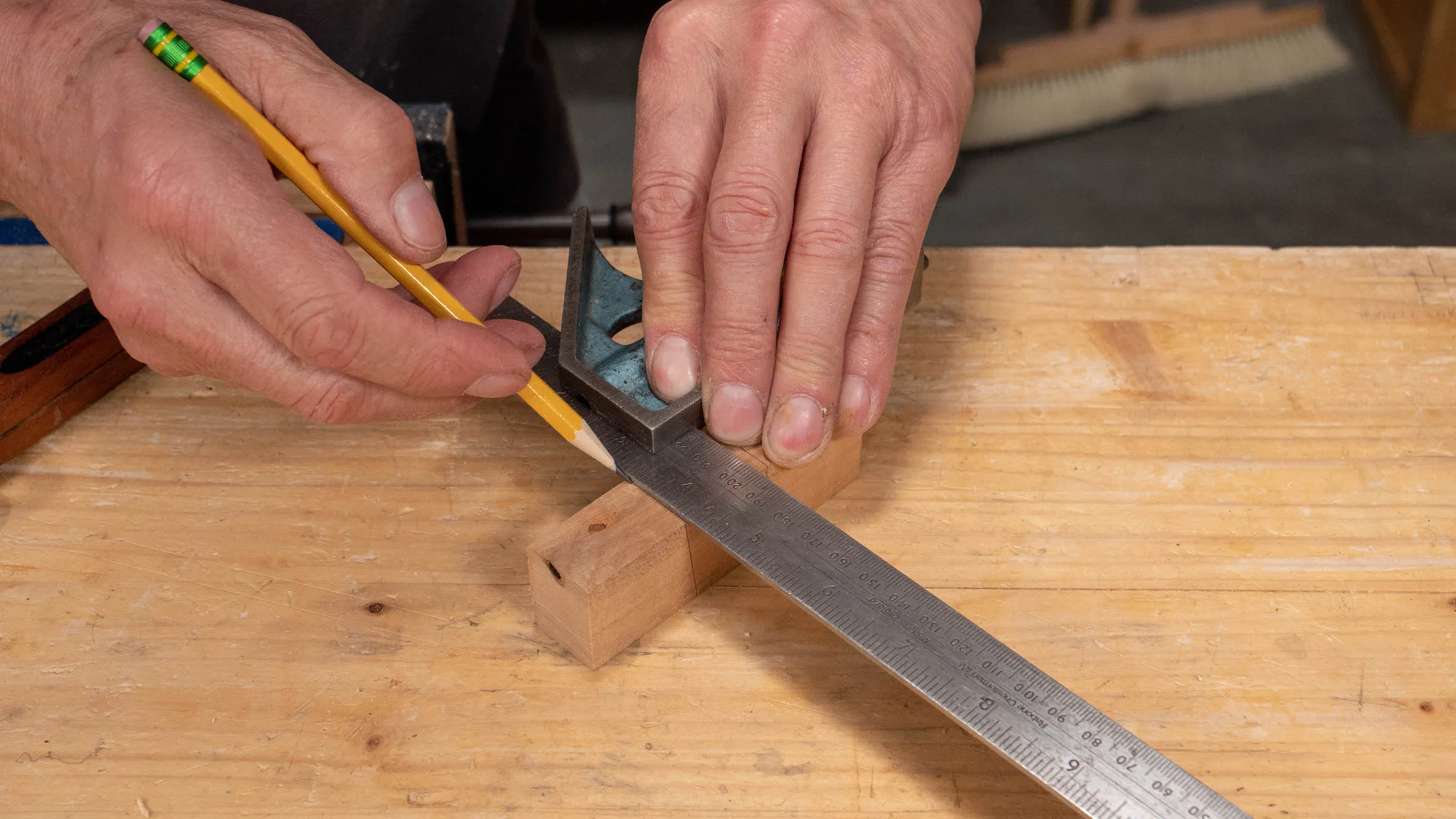 Square across the edge joining up the markings using a square