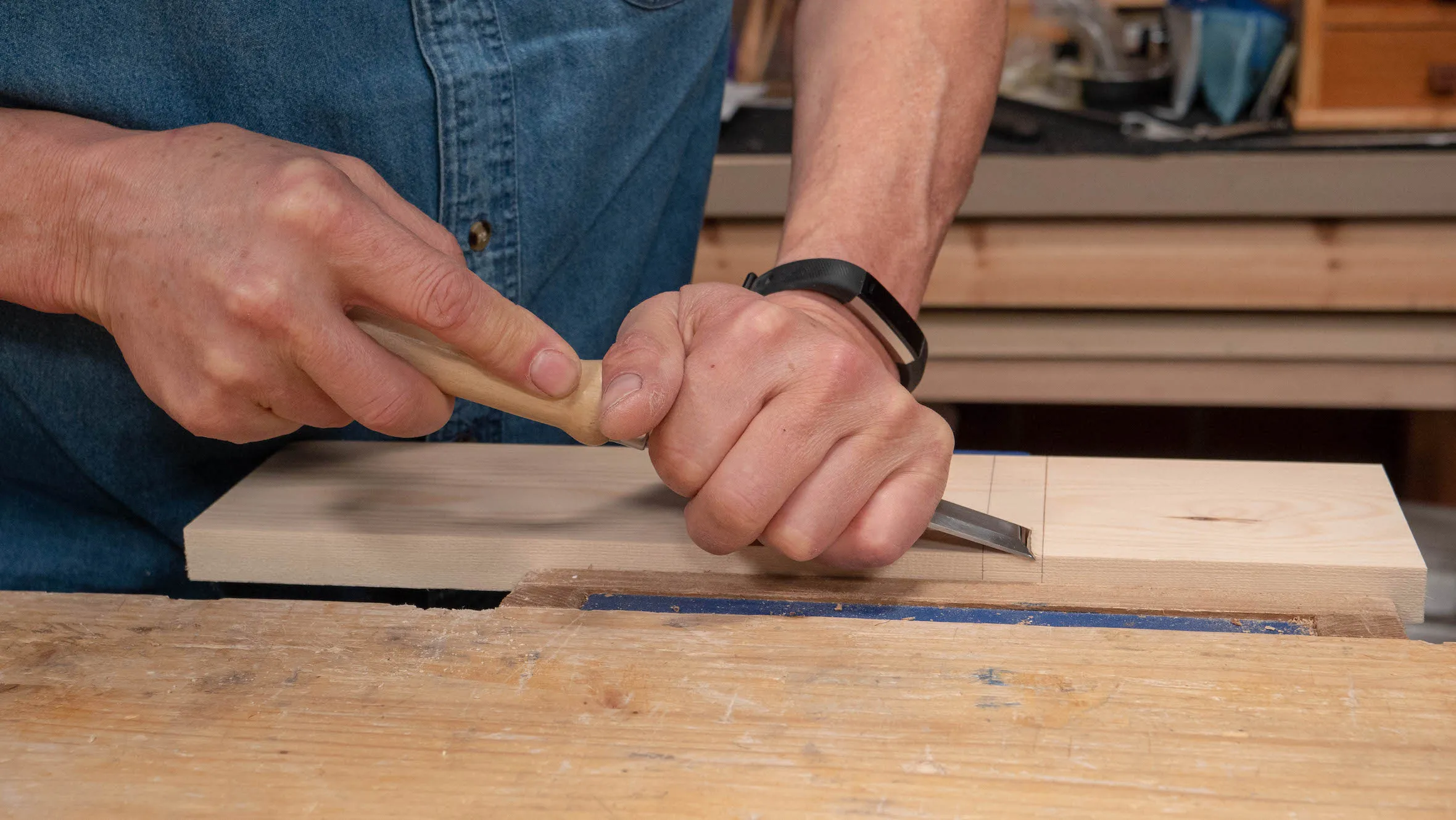 Create a step down with the chisel