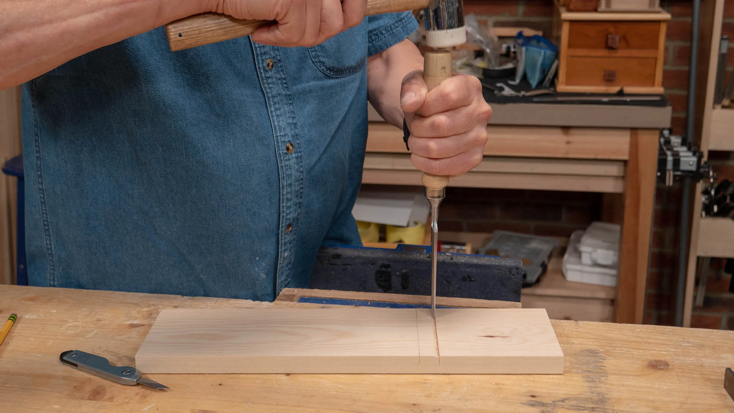 Chop vertically along the knifewall