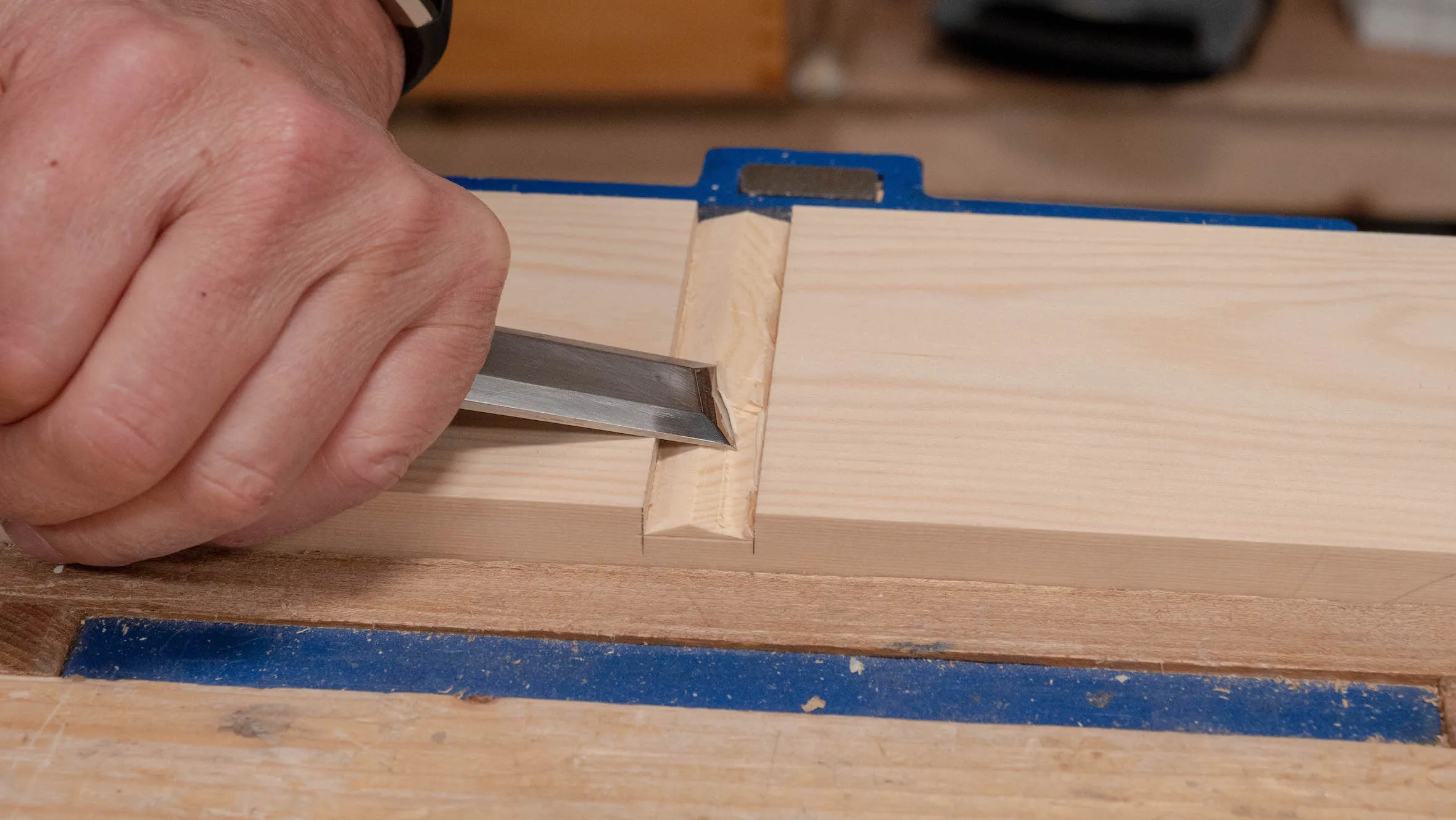 Skew the chisel sideways for an easier slicing action