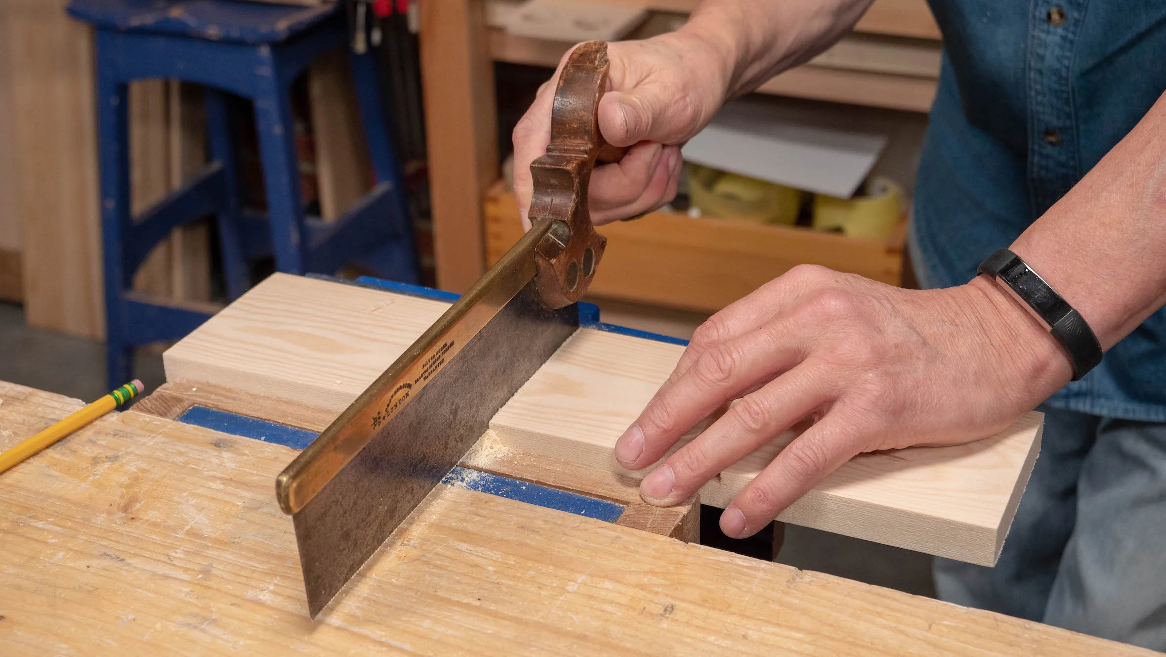 Then lower the back of your saw to cut along the whole width