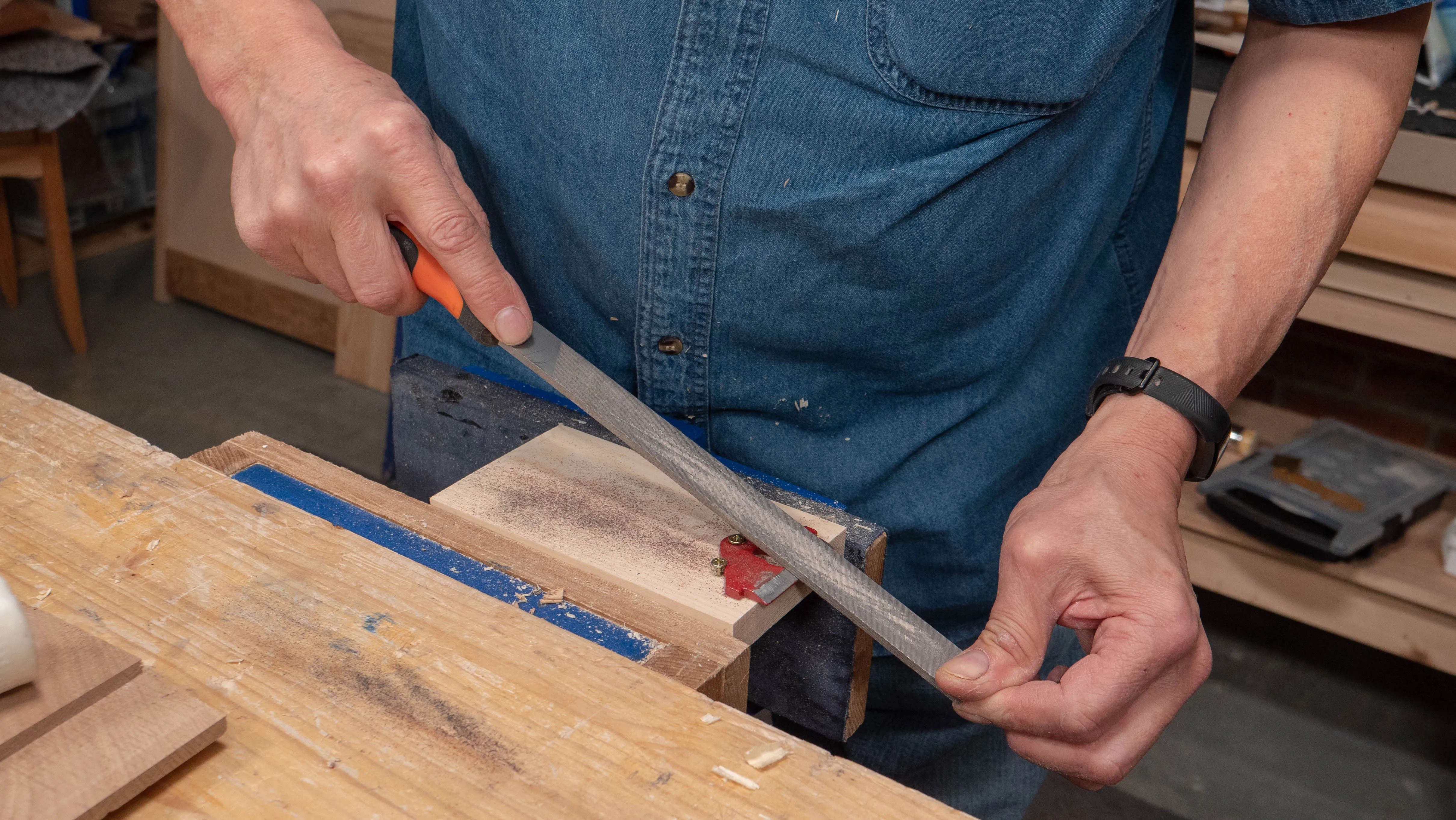 Use long strokes with the file and follow the camber