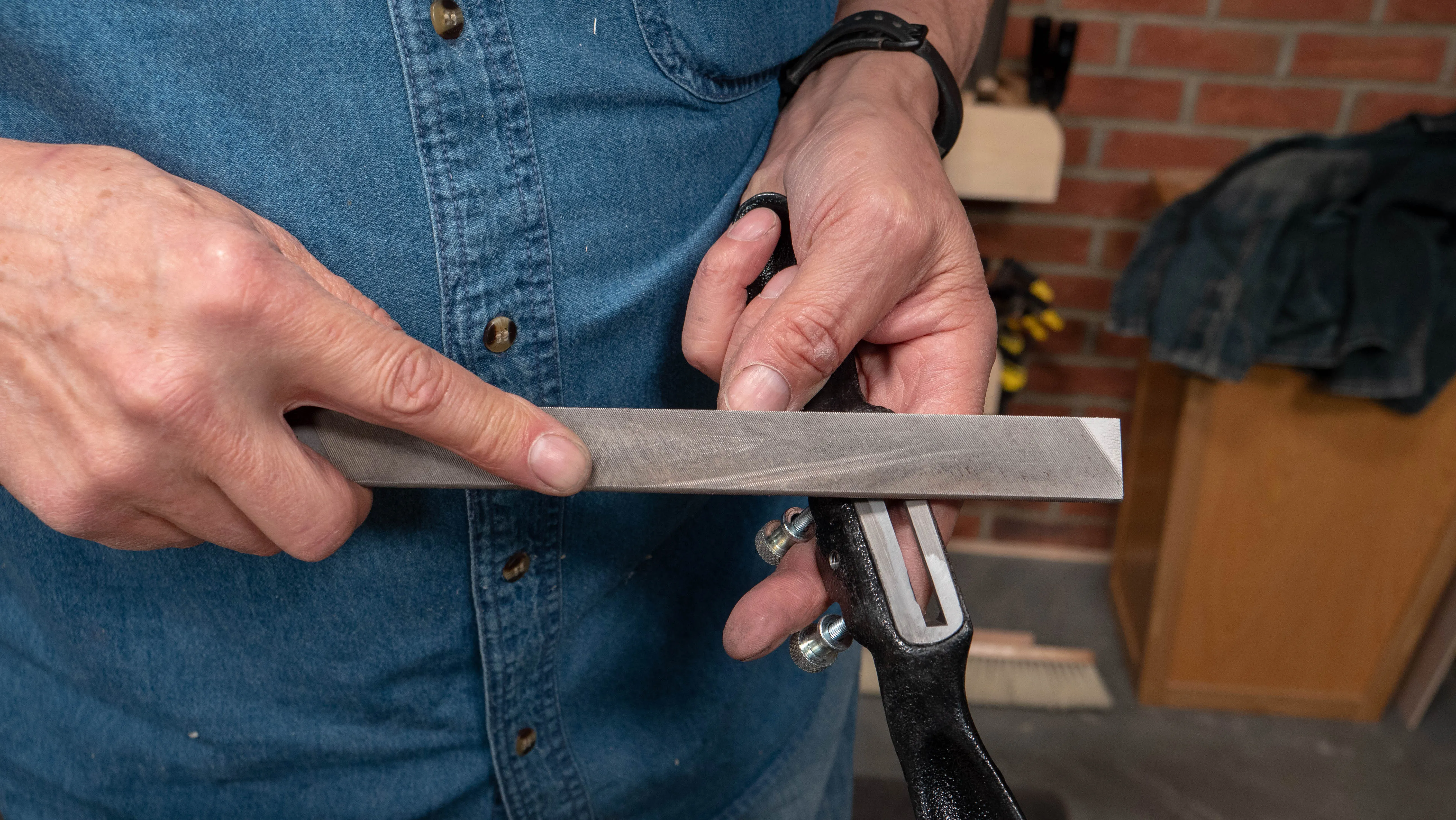 Take a few strokes off with the file if the diamond stones are not abrasive enough