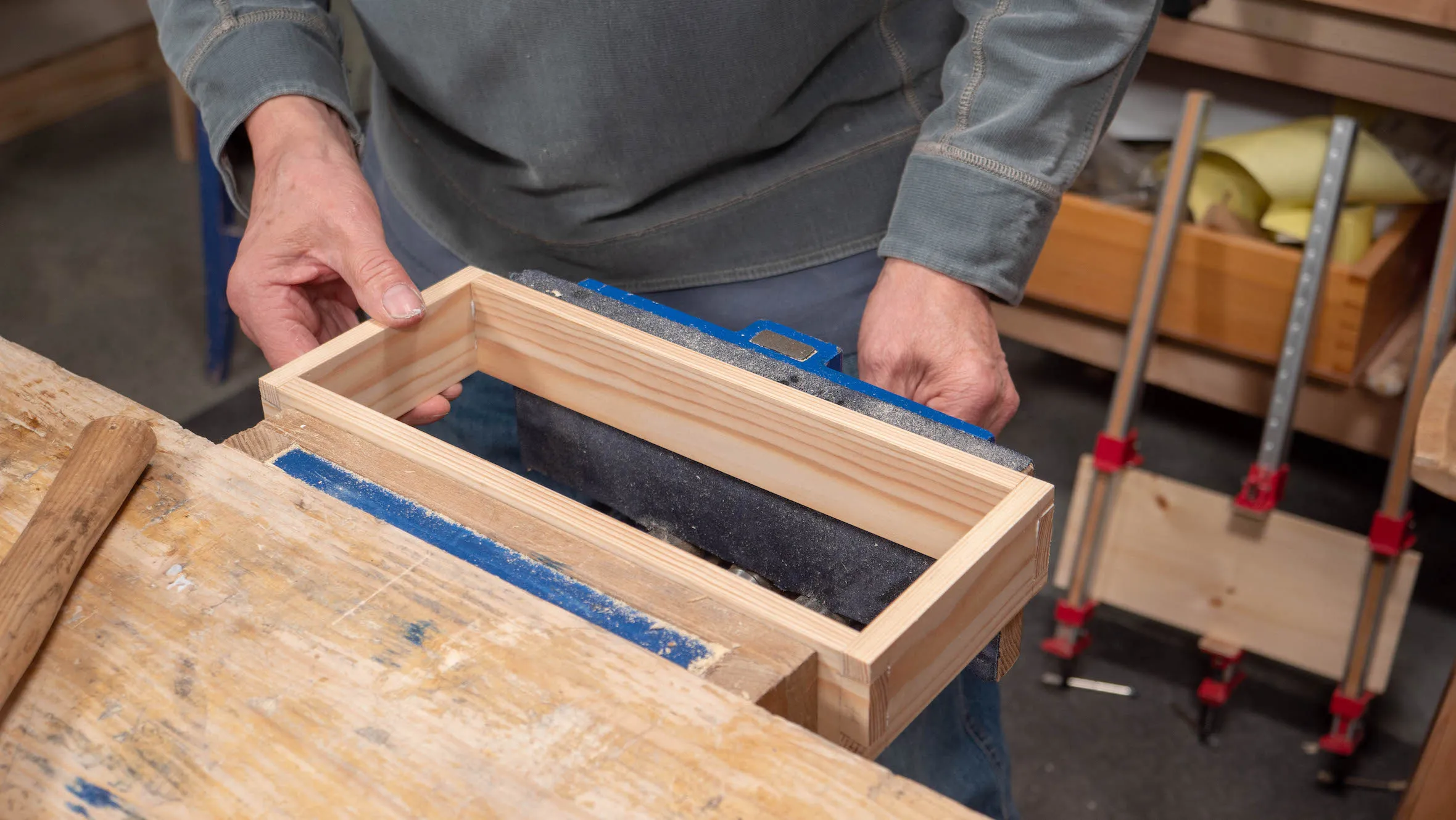 Clamp the box in the vise