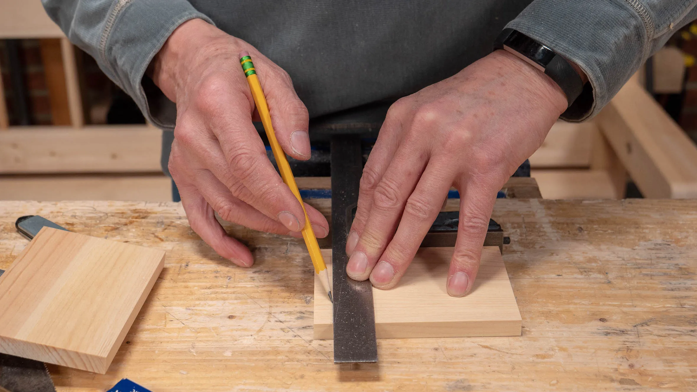 Without moving your square, trace a depth line for your joints