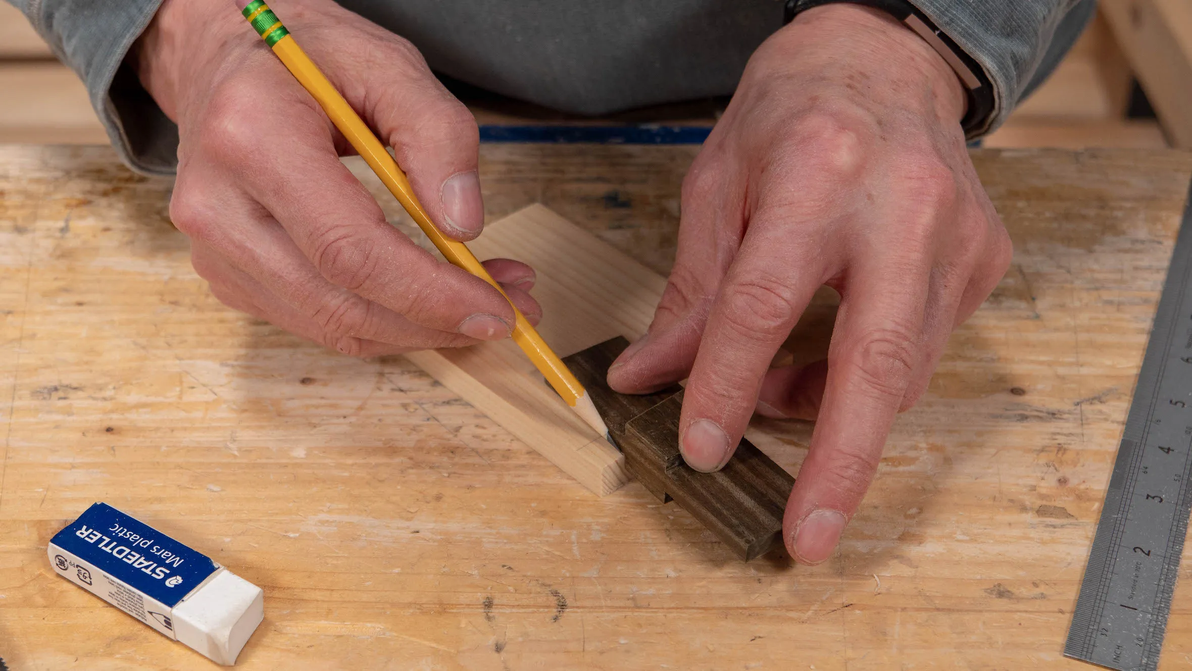 Lay out the sides of your tails with a dovetail template