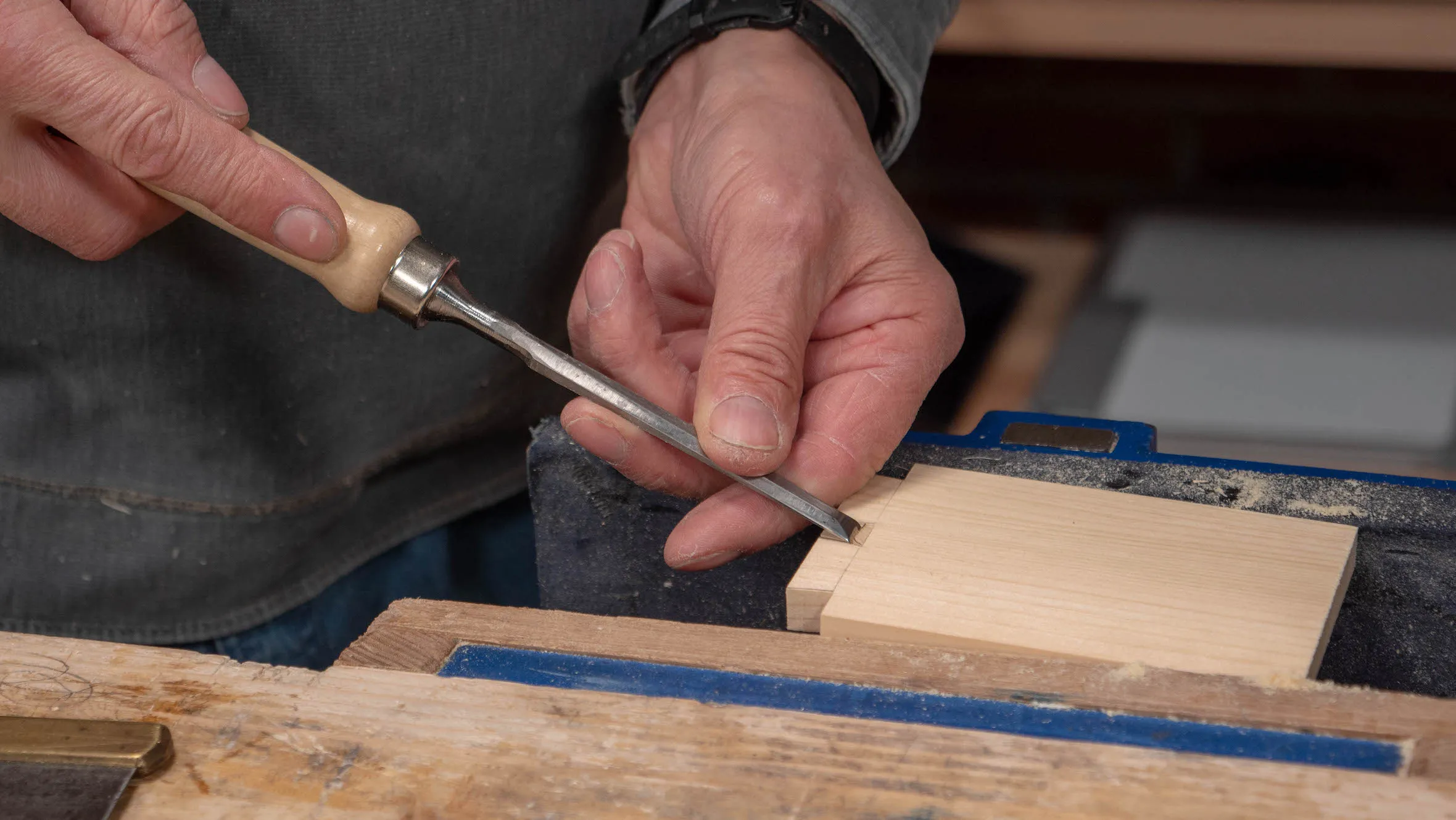 Go in the vise for rigidity when paring