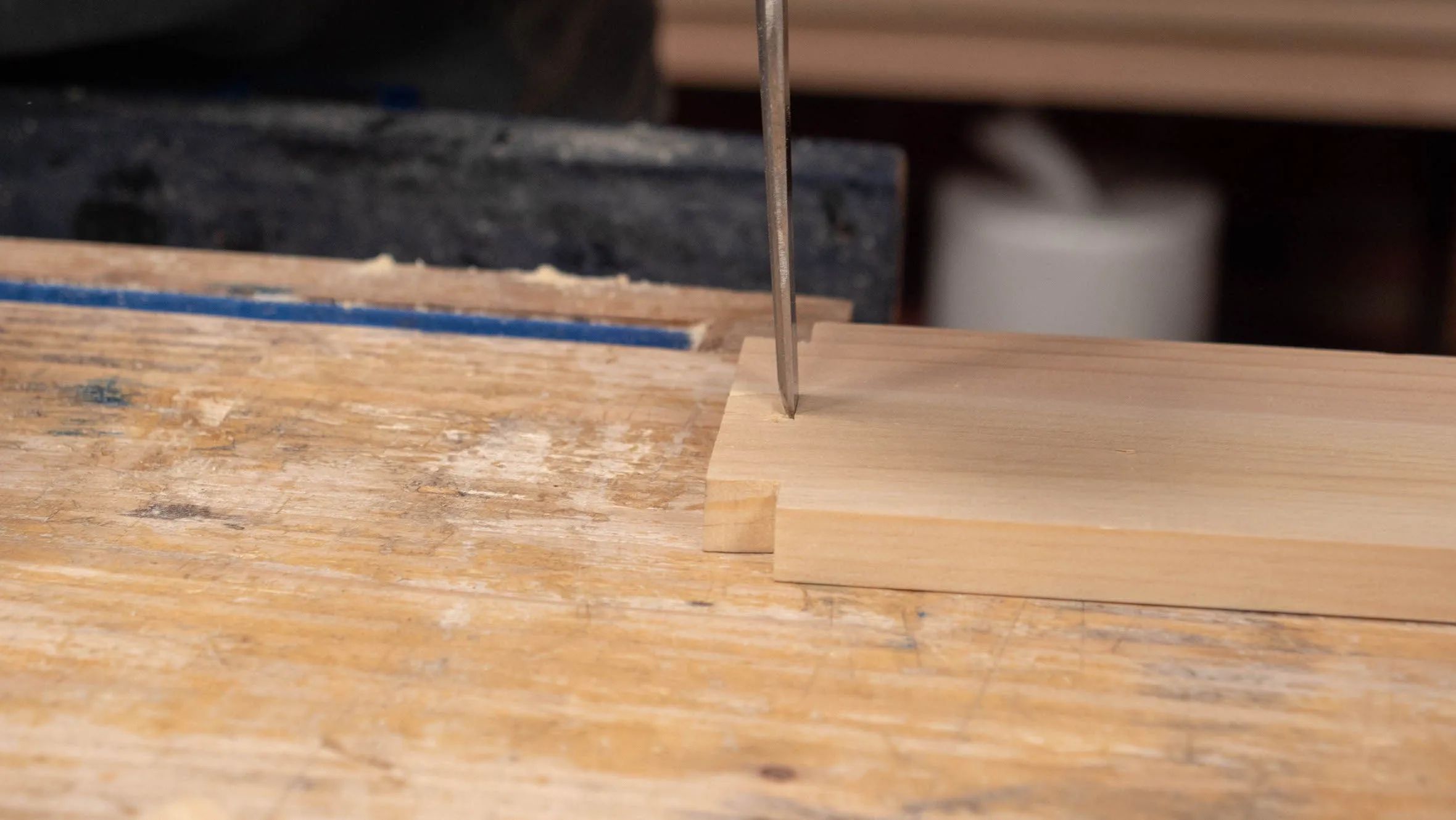 Take light chops to start with as the wall is very shallow