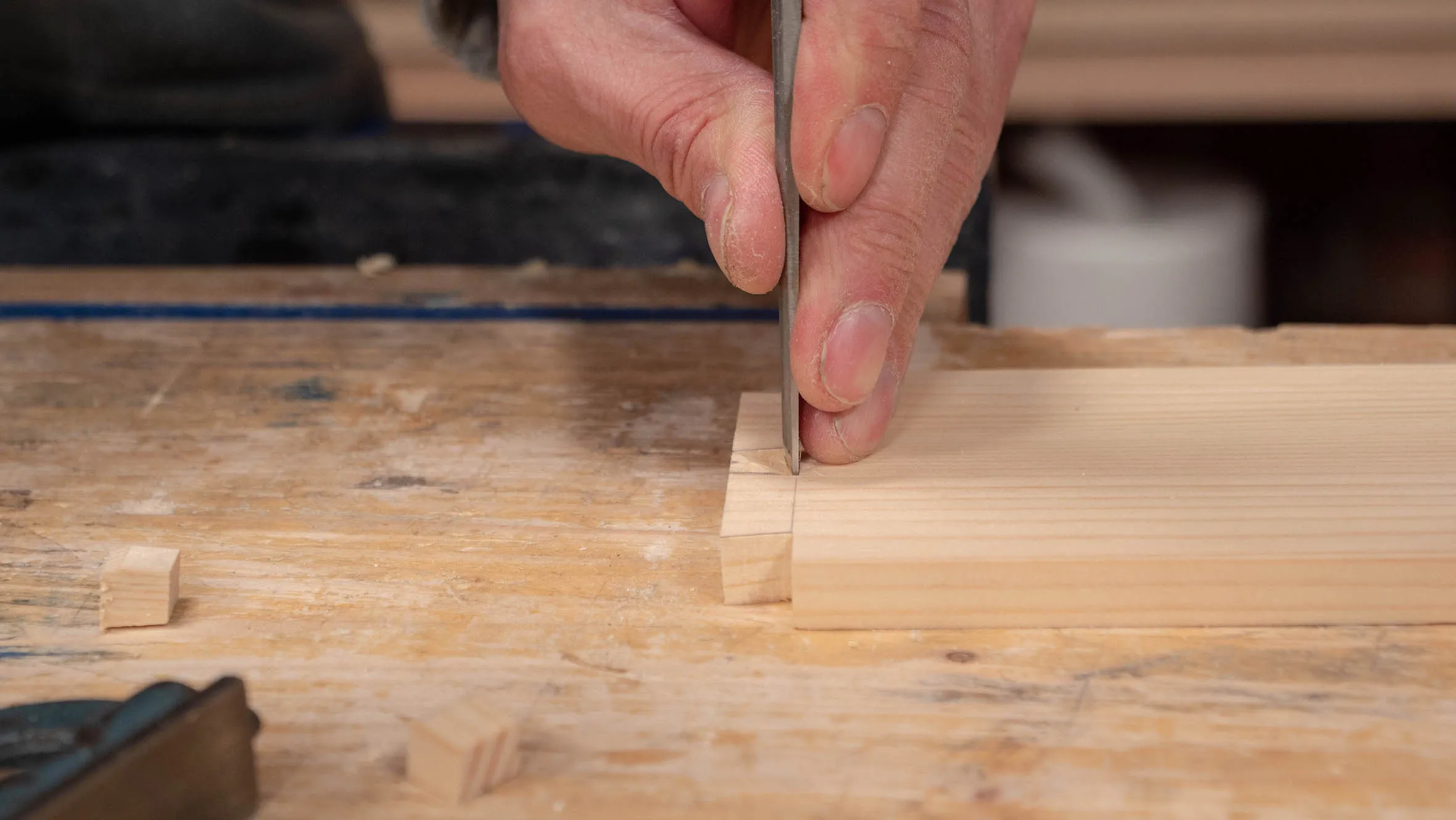 Go back onto the benchtop to further the cut