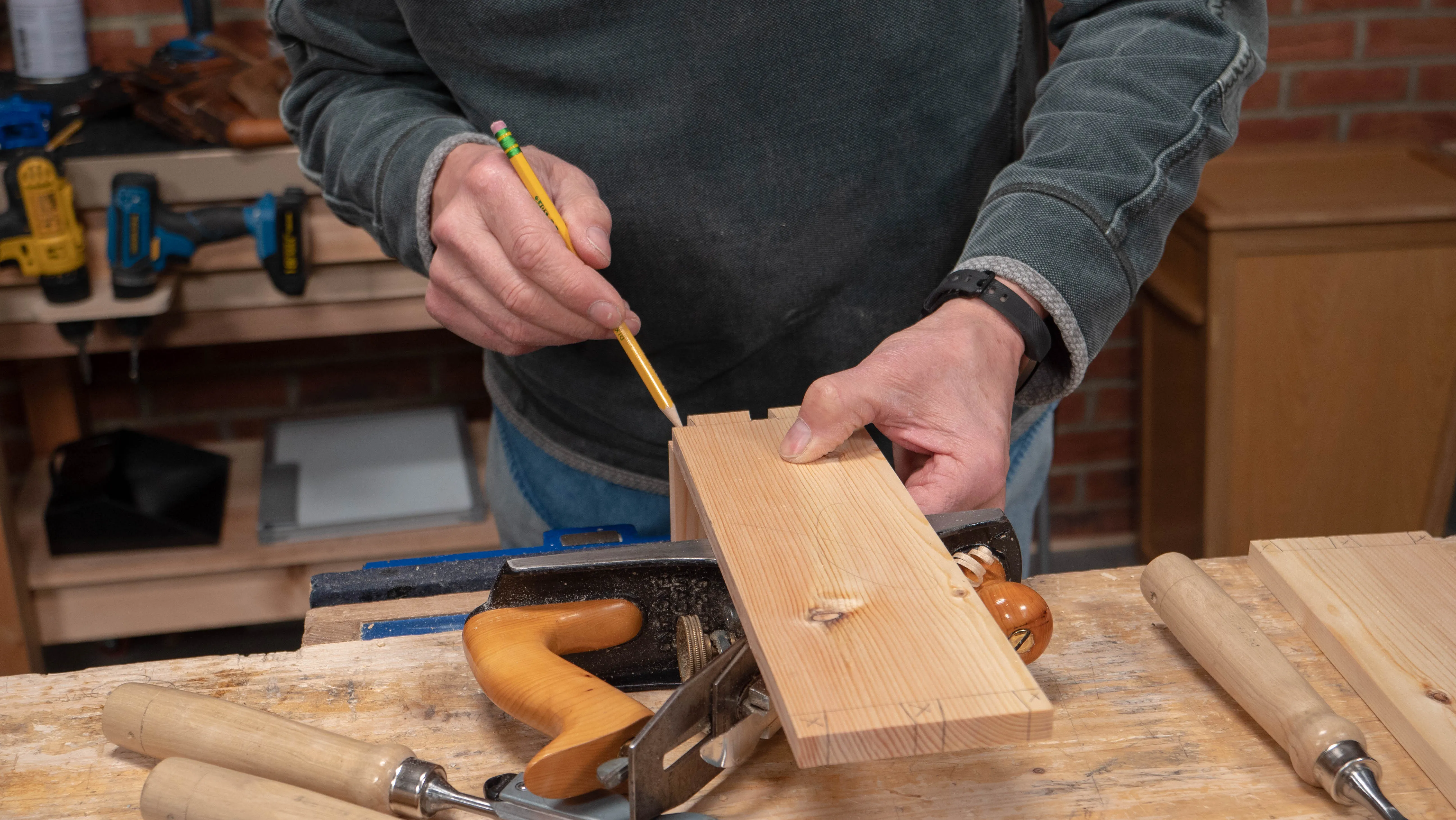 Trace around the pins onto the tail piece