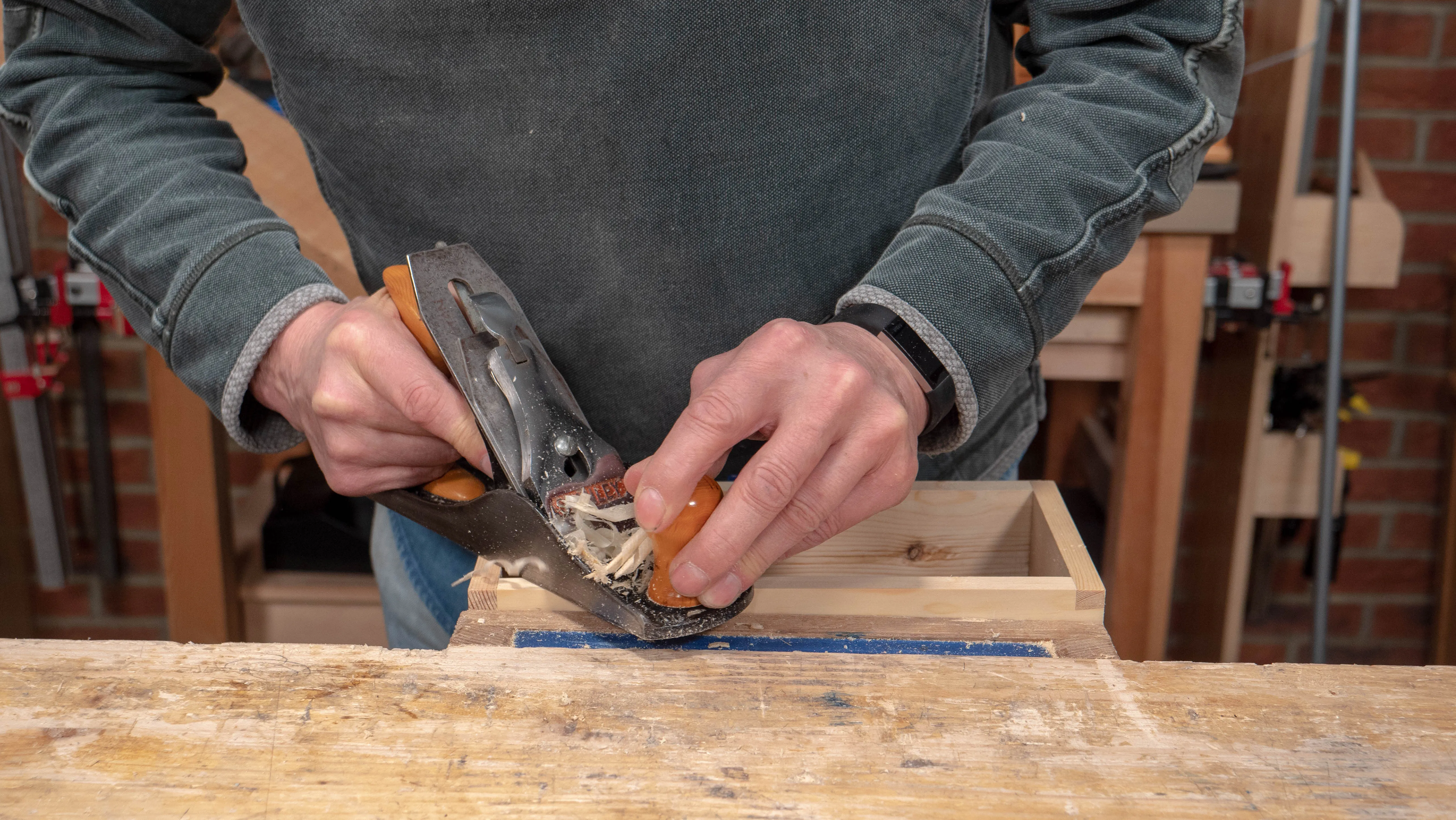 Keep the sole of your plane registered against an adjacent edge