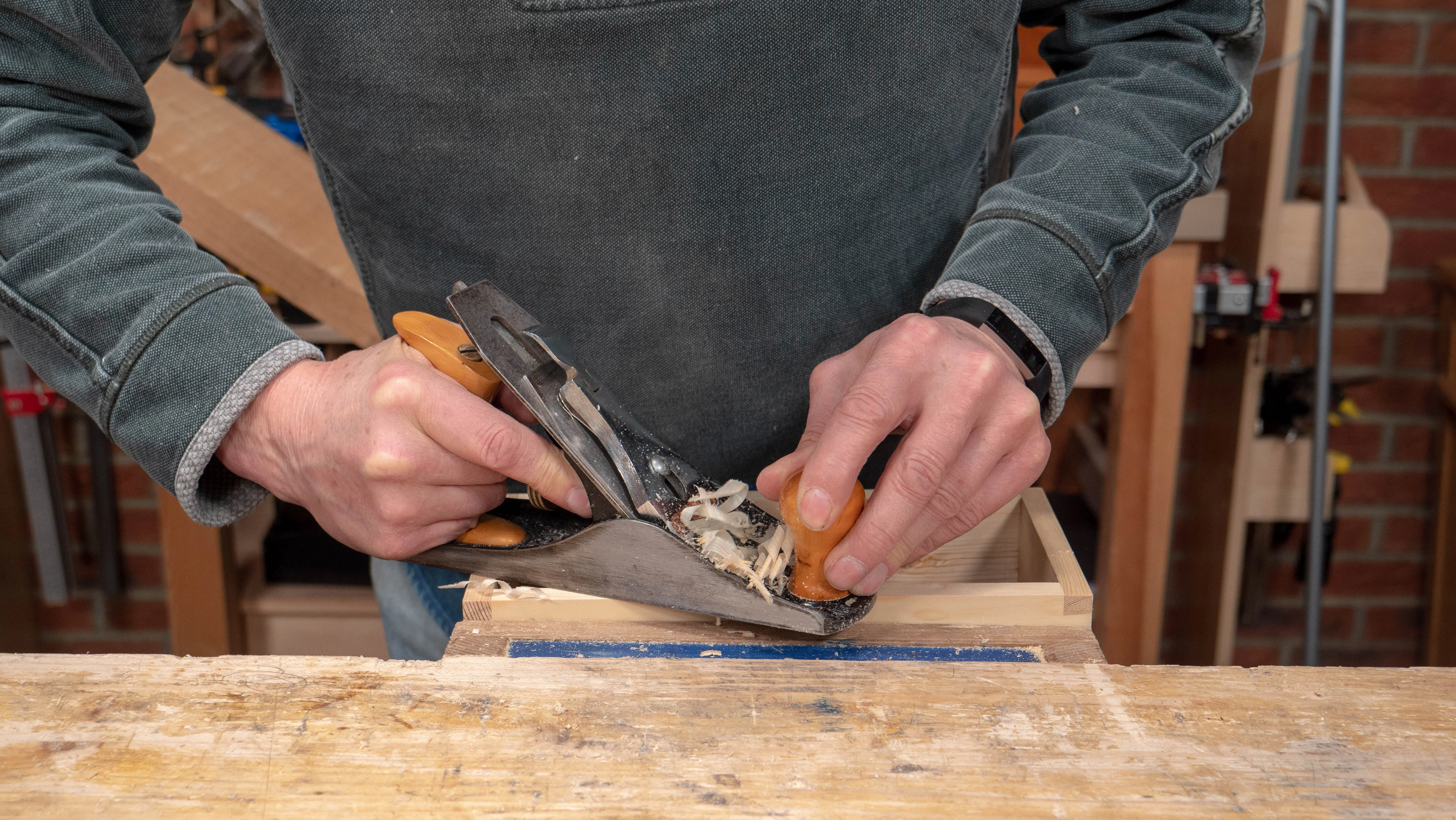 Work your way around until you get a continuous shaving