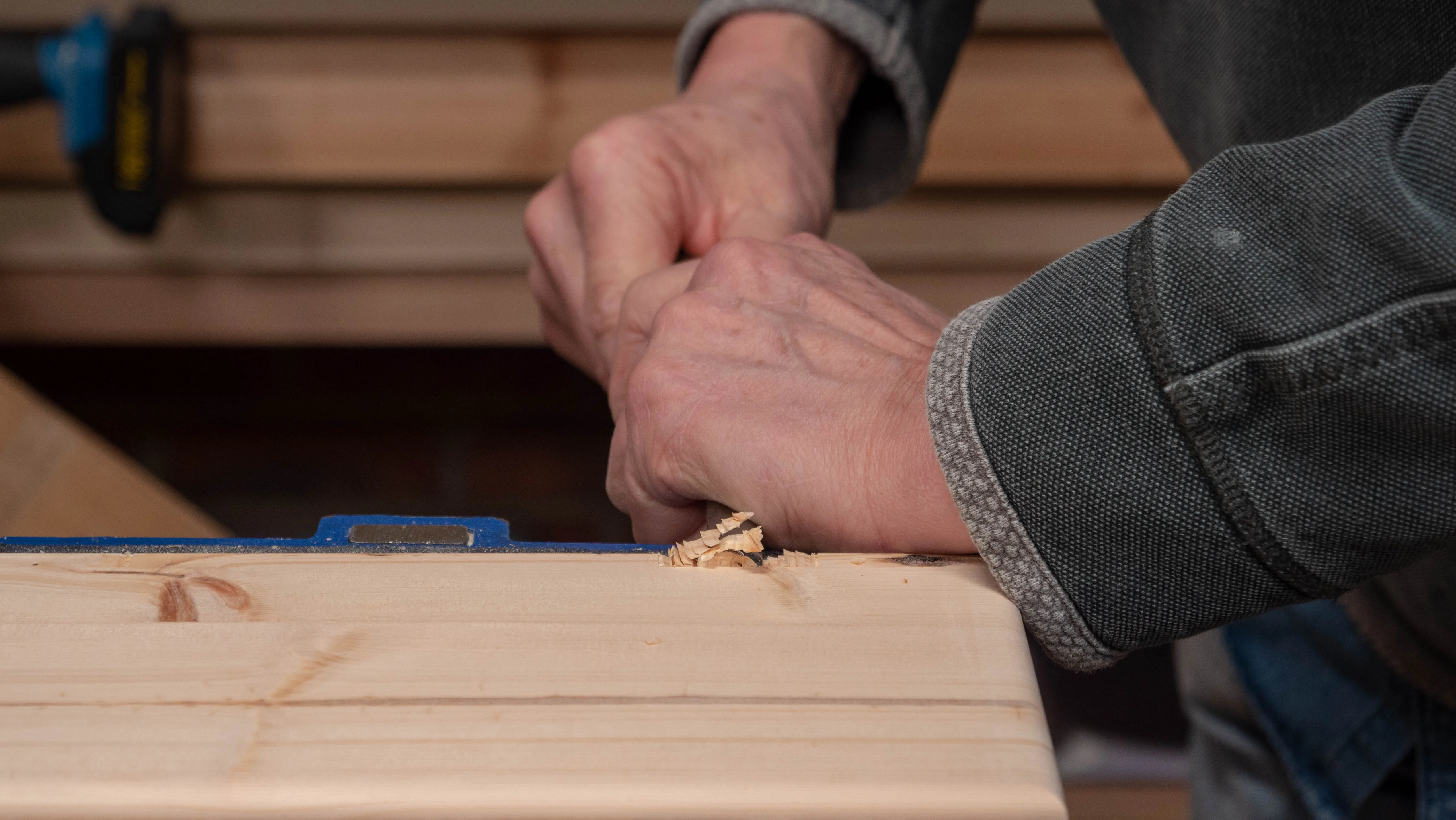 Remove the bulk of the waste with a wide chisel