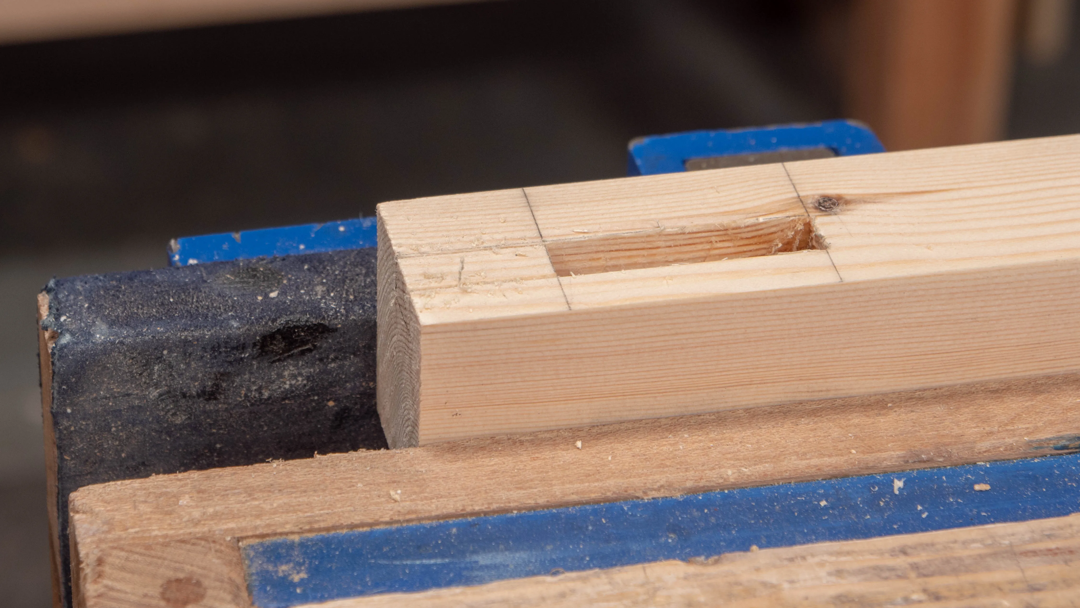 The saw kerfs should look like a continuation from the mortise
