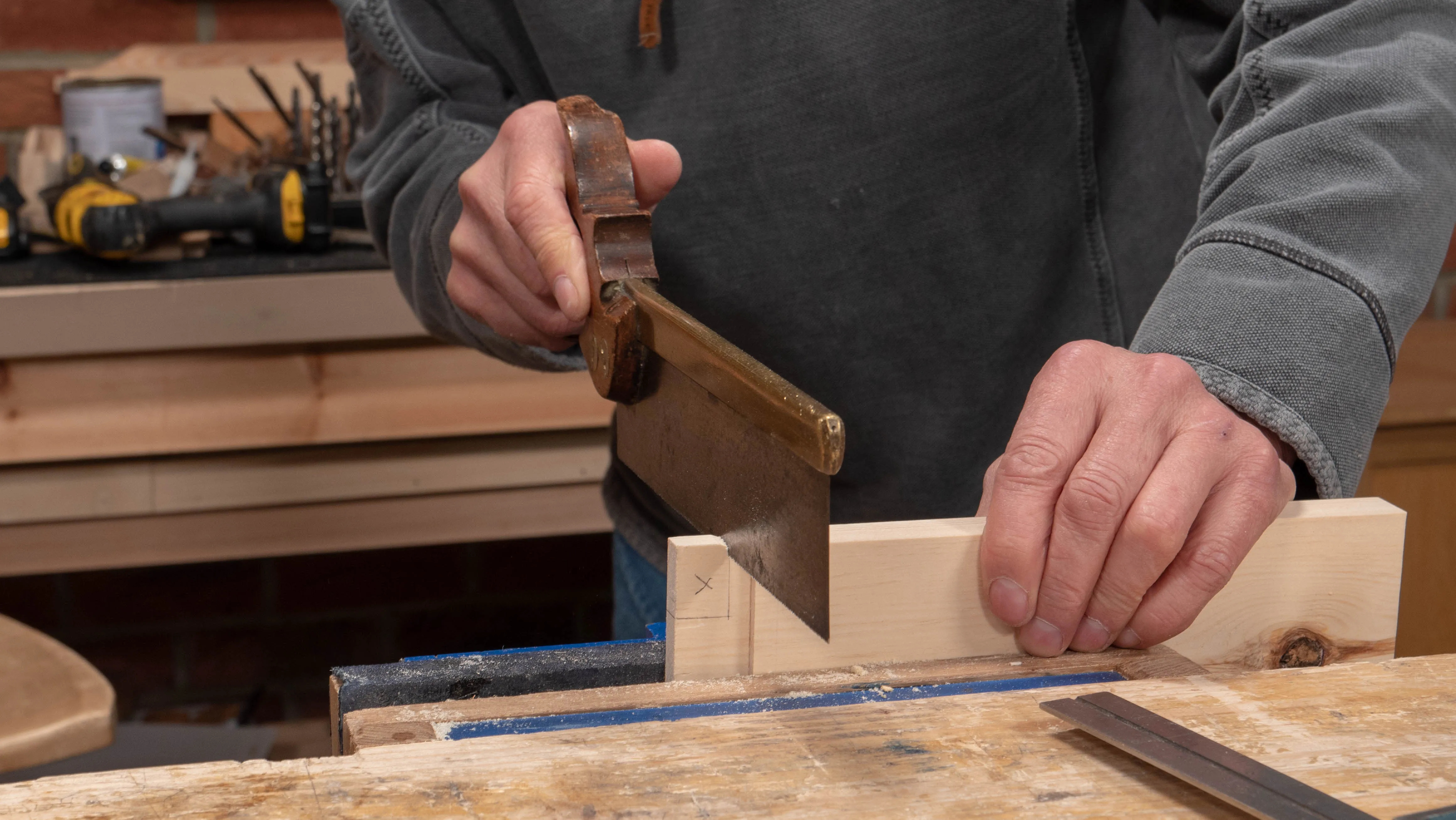 Saw down the haunch across the grain first