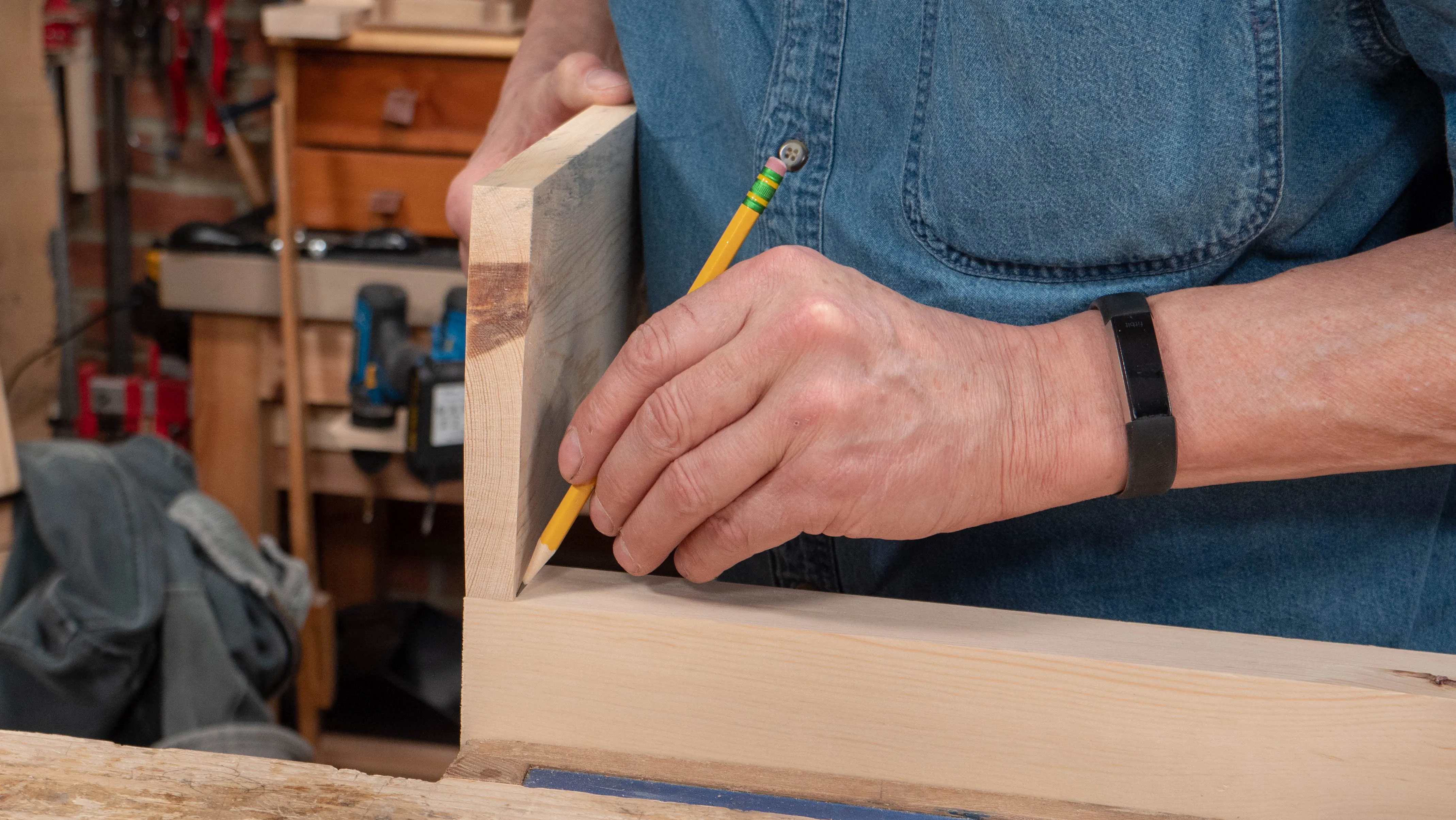 Use the thickness of the board you will be using to mark the start of the recess