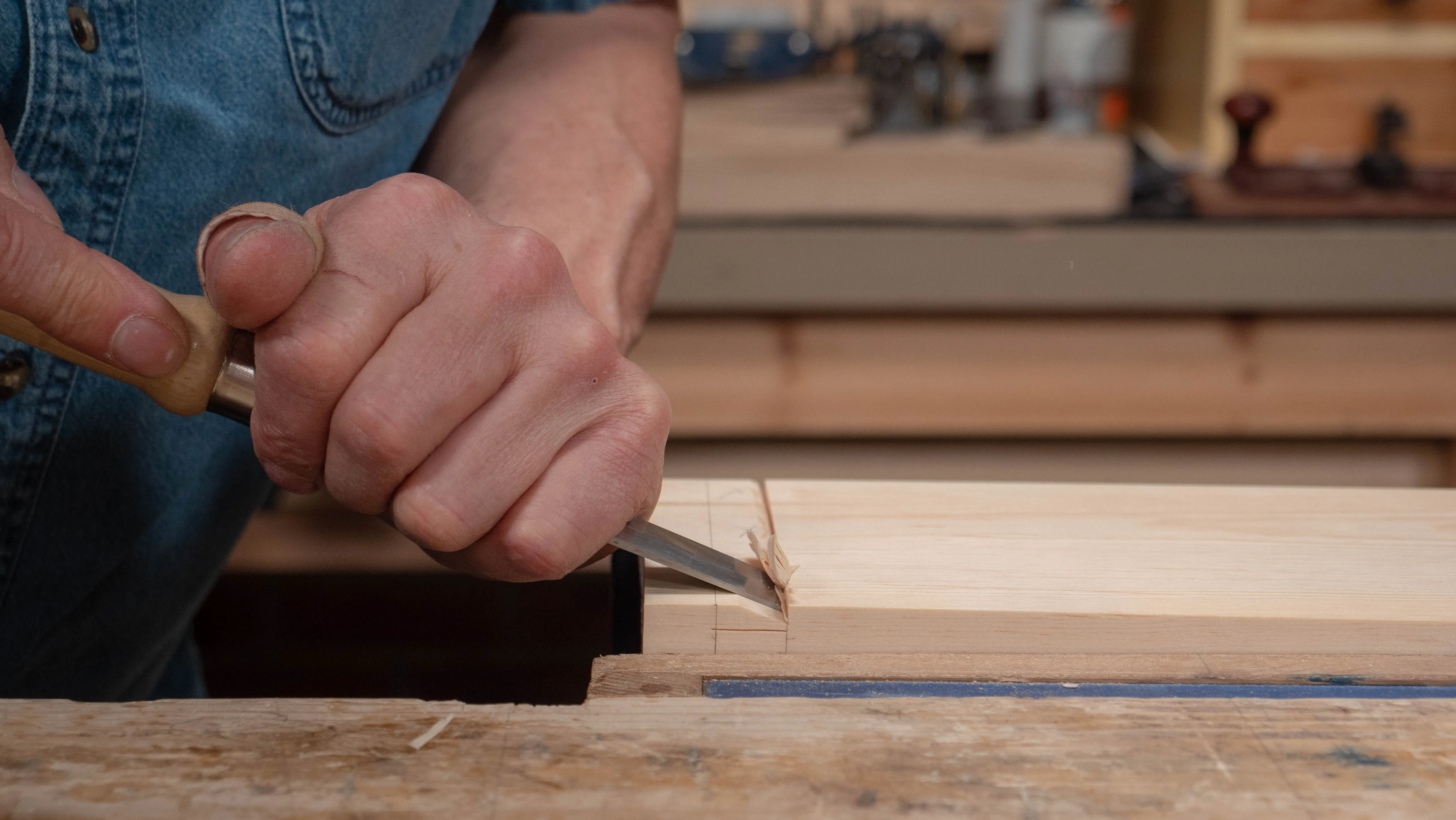 Pare into the cut to make way for the chisel to travel further