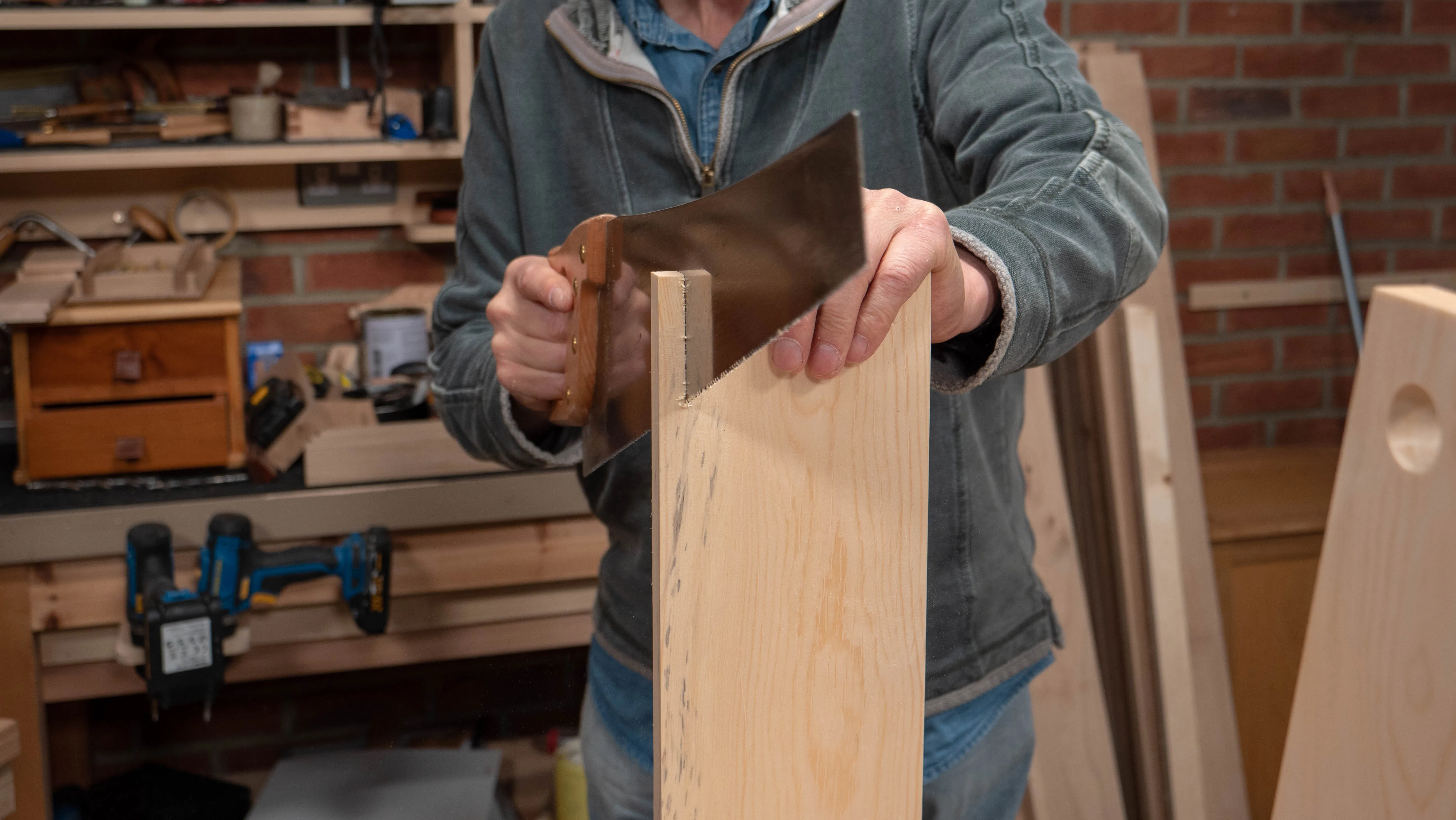 Stay clear of your pencil line as you rip down the width of your board