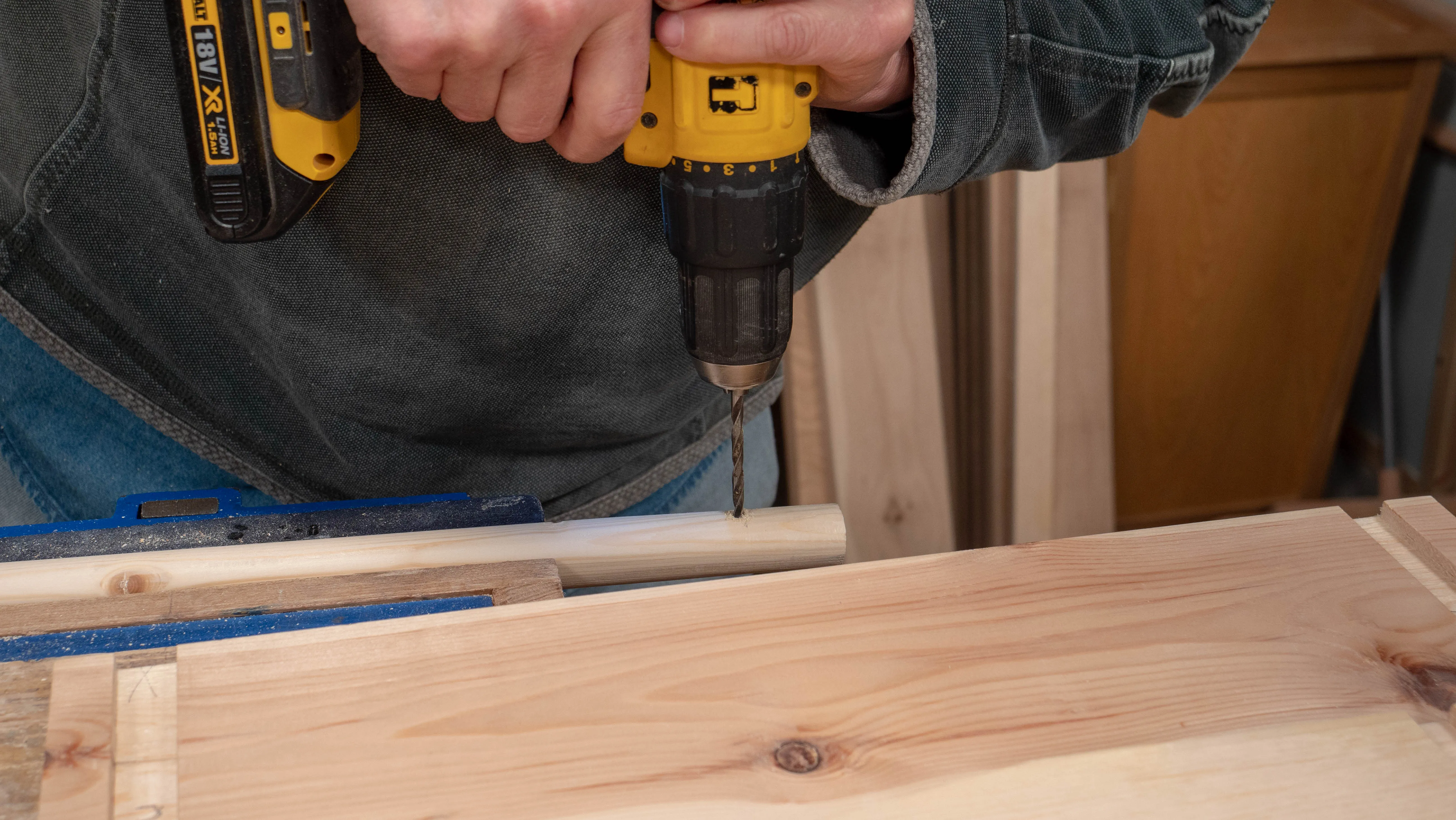 Clamp the handle securely and carefully drill a 1/4" (6mm) hole