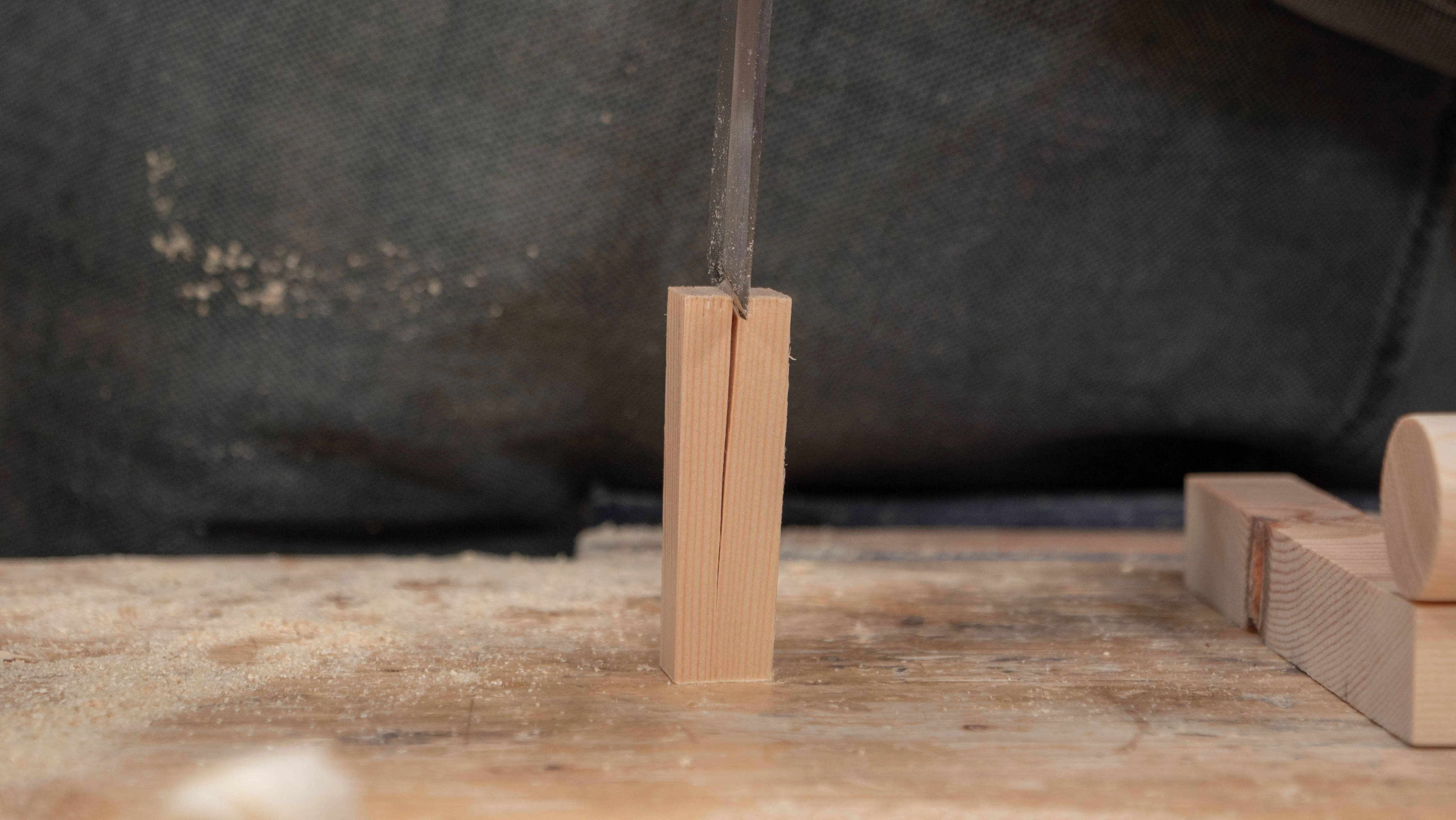 Split a 2" (51mm) length in two for the pegs