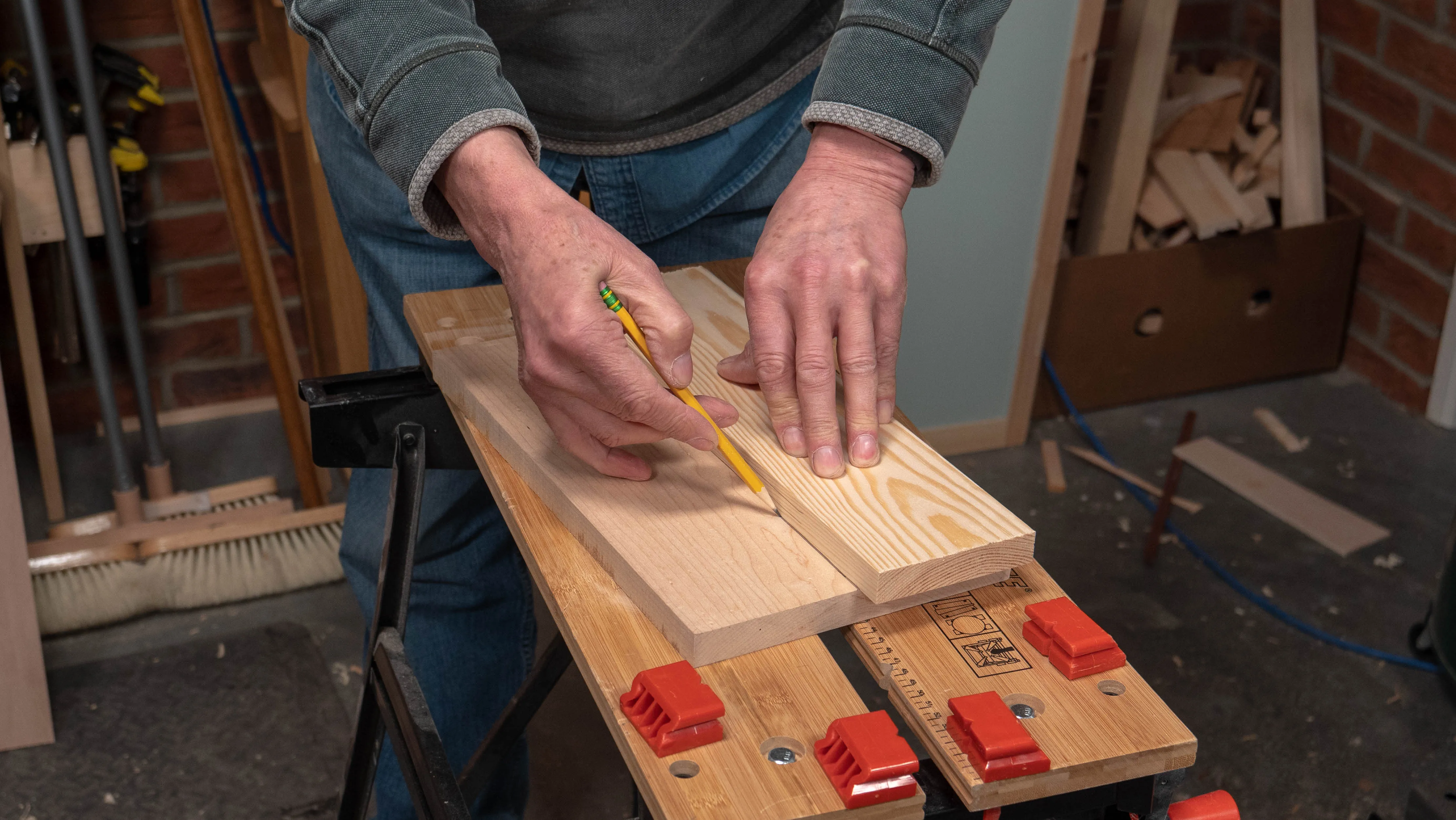 Join the two pencil marks with a straight line as a reference for symmetry