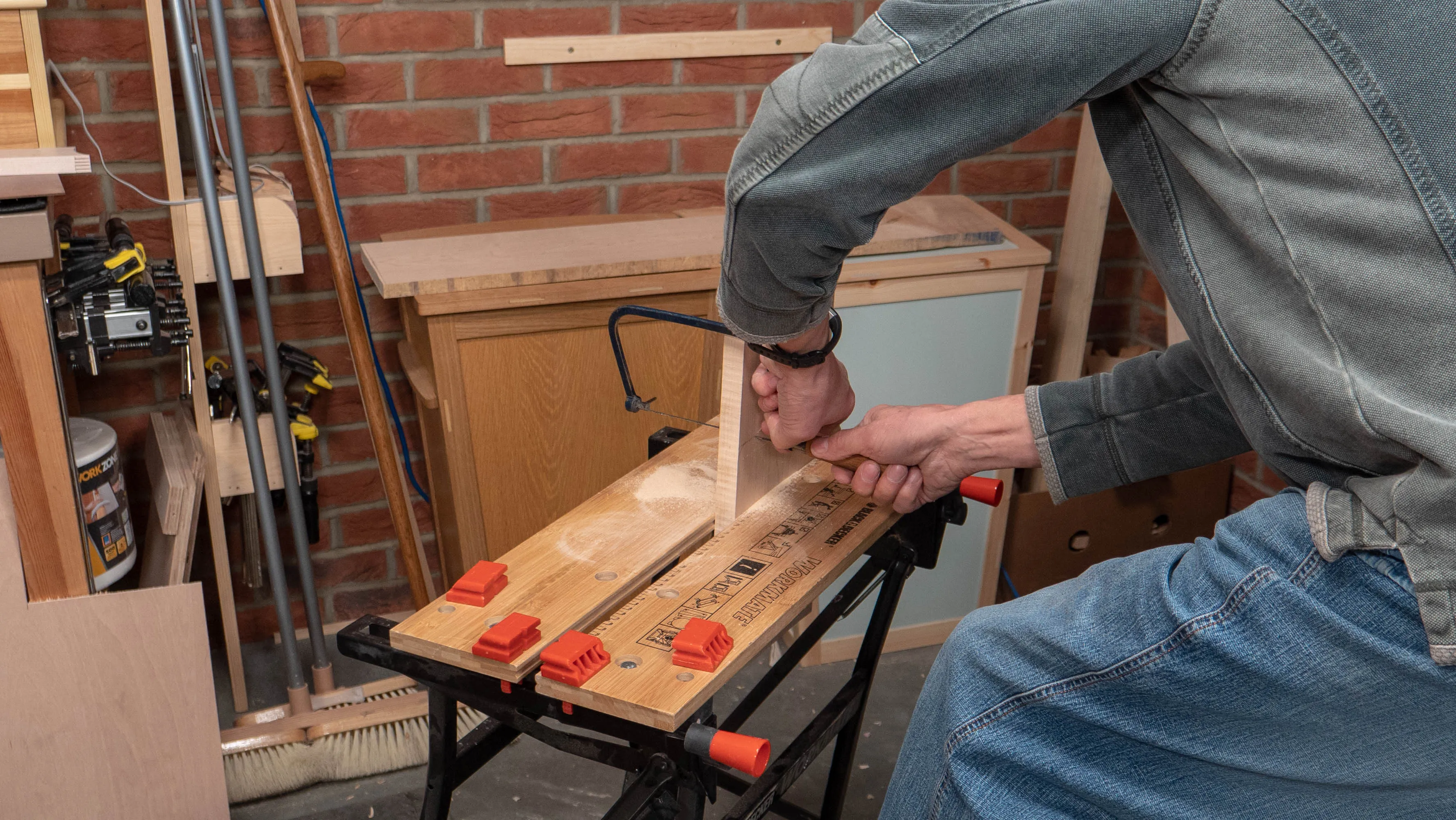 Change the orientation of the blade by loosening the handle to adjust the pivots as needed, and then tighten again